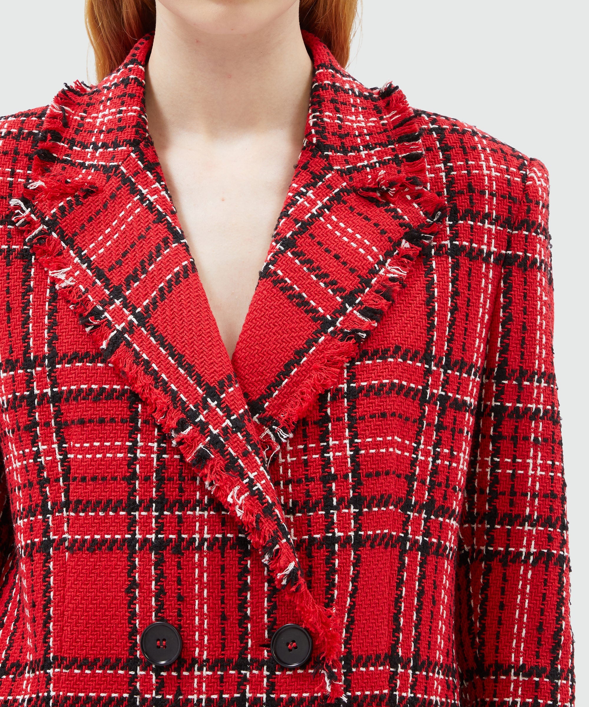 Red tartan cotton tweed jacket - 5