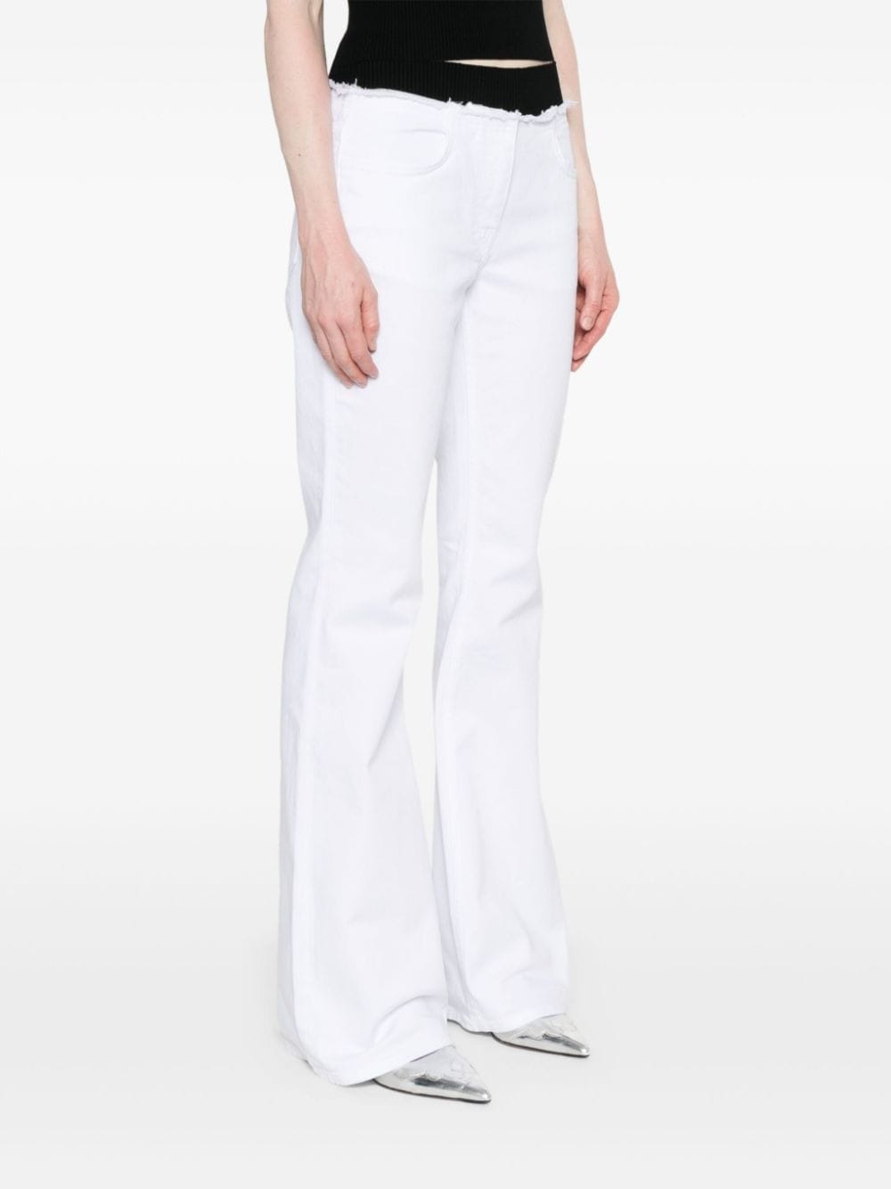raw-cut detail low-rise flared jeans - 3