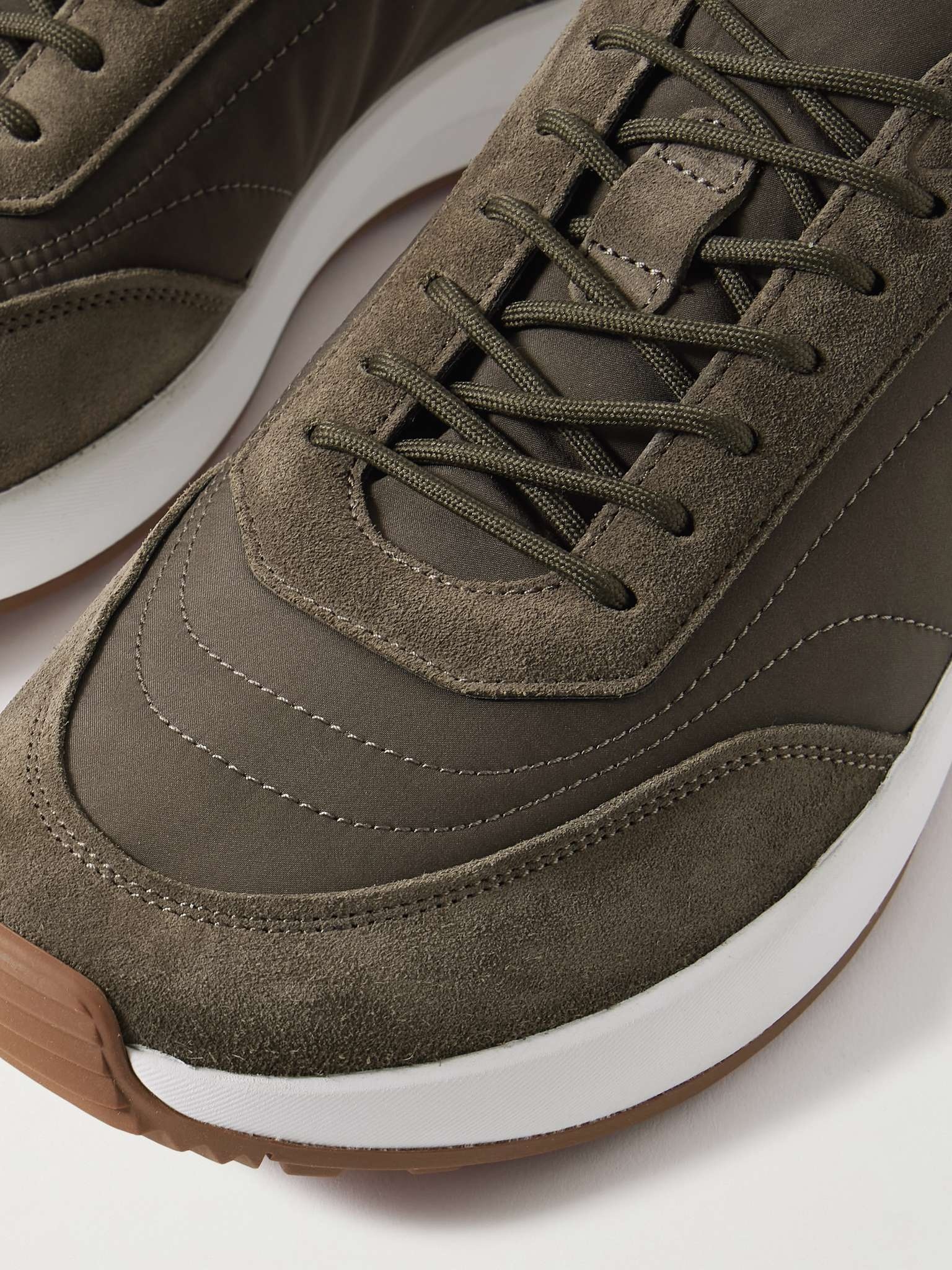 Loro Piana Weekend Walk Suede-Trimmed Shell Sneakers | REVERSIBLE