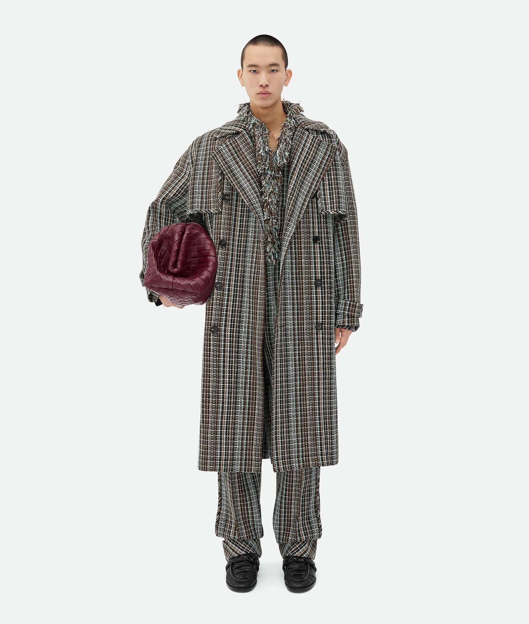 Cotton Check Trench Coat - 4