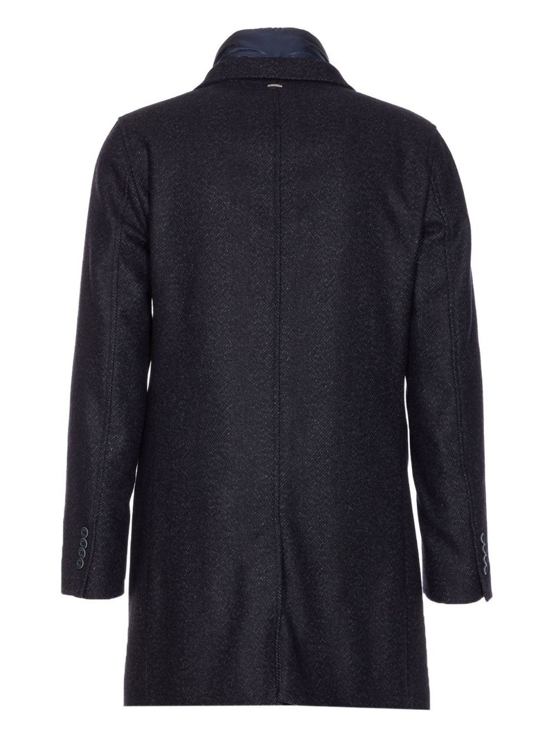 Herno herringbone single-breasted coat outlook