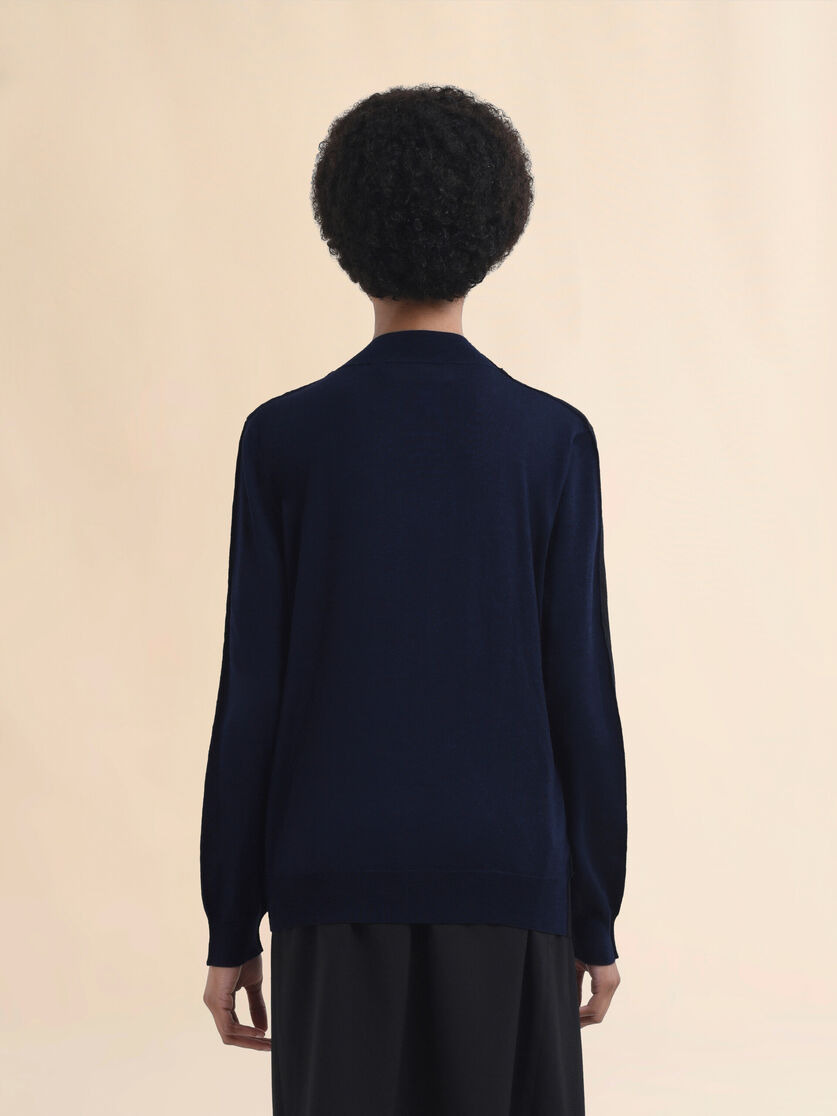 BLACK CREW NECK KNITTED JUMPER WITH CONTRASTING BACK PANEL - 3