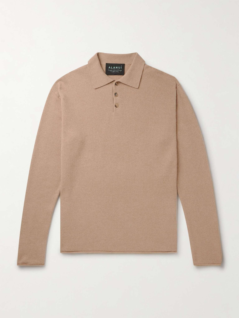 Ribbed Cashmere and Cotton-Blend Polo Sweater - 1