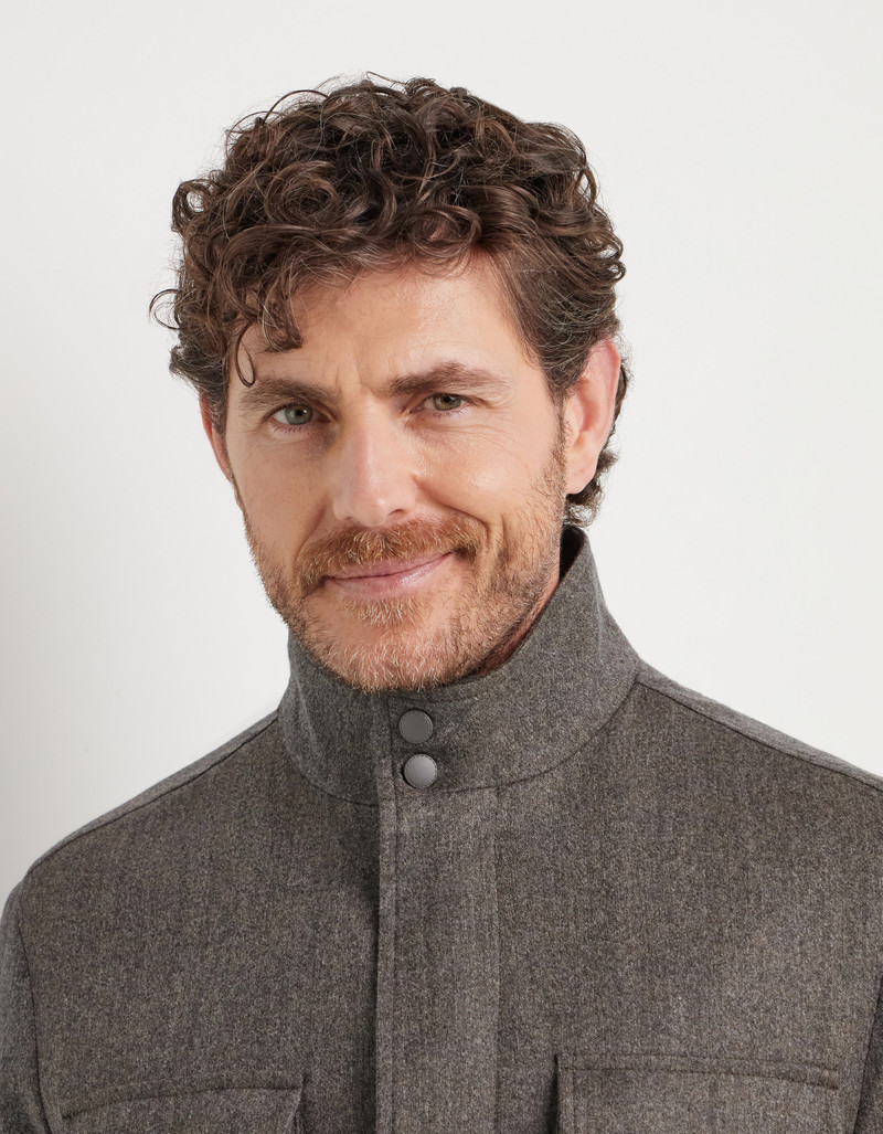 IMPECCABILE WALNUT-COLORED FLANNEL FIELD JACKET 5
