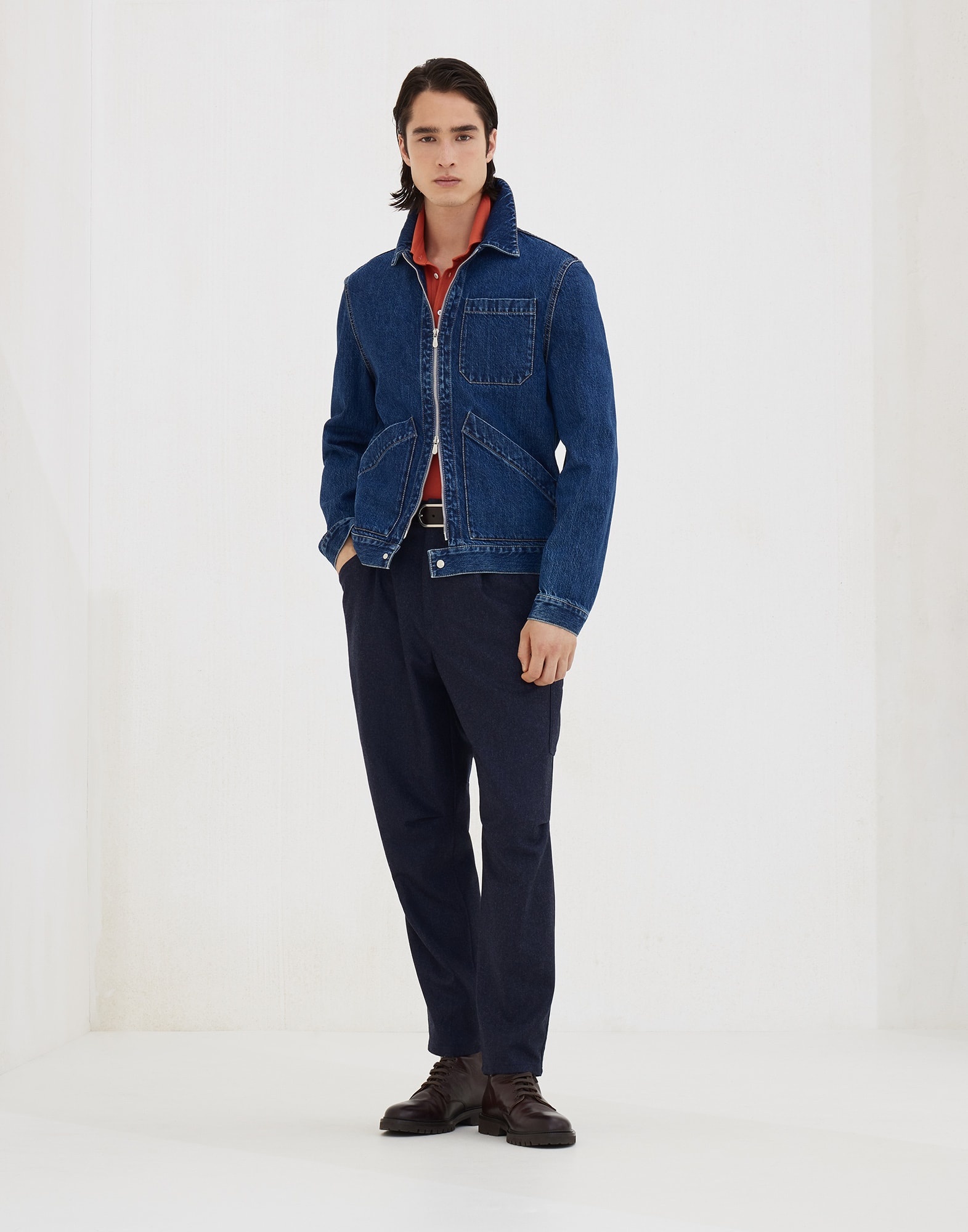 Cotton piqué polo with shirt-style collar - 5