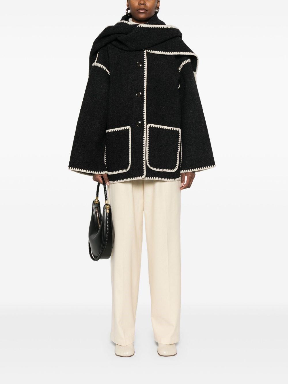 Embroidered scarf wool jacket - 5