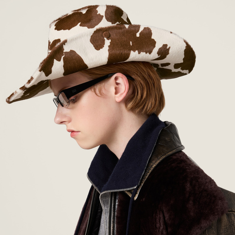 Miu Miu Printed leather cowboy hat outlook