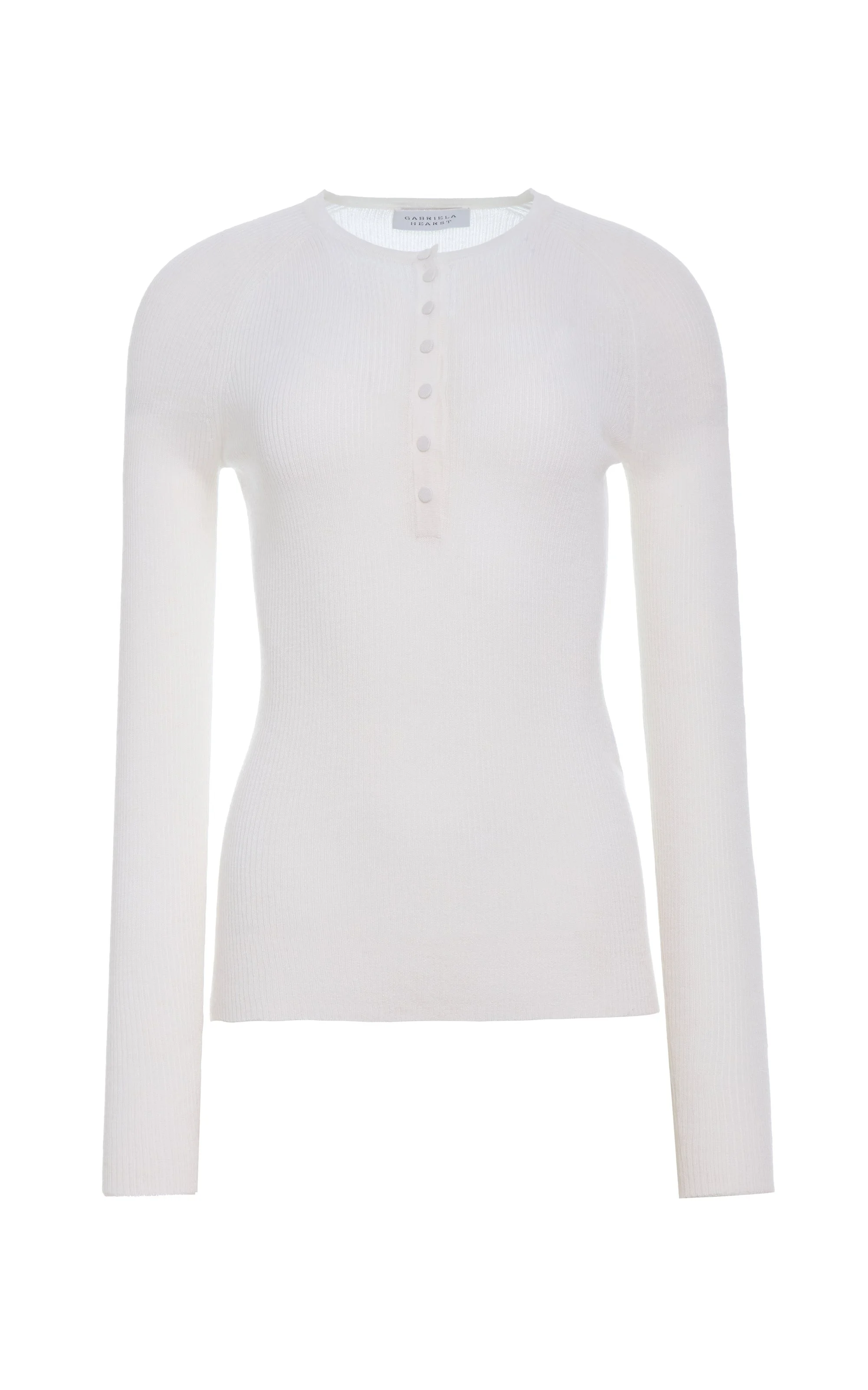 Anges Knit Henley in Ivory Cashmere Silk with Hemp - 1