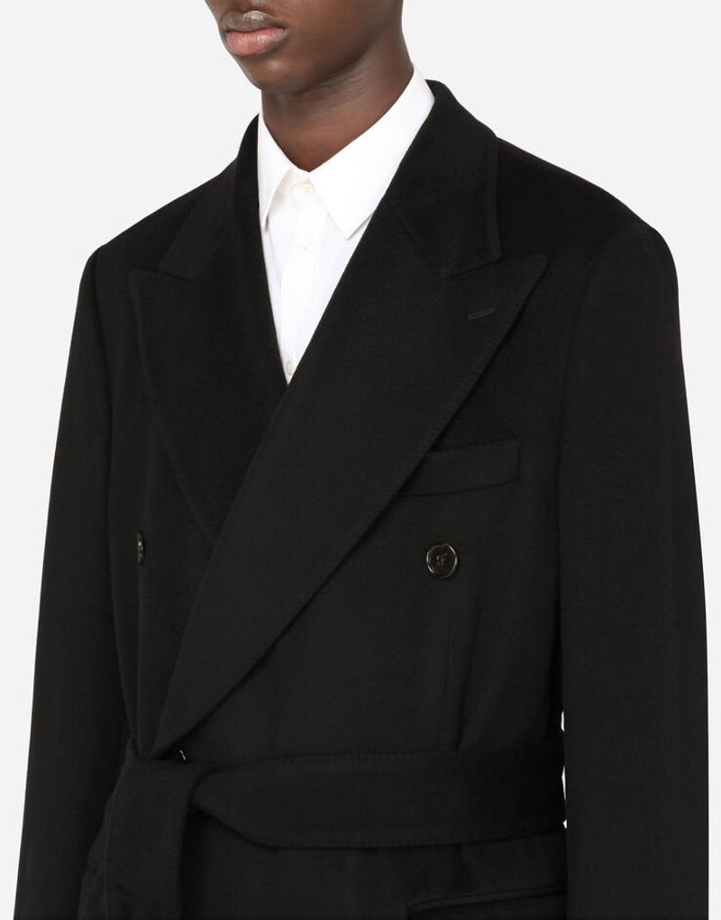 Belted double-breasted cashmere coat 4