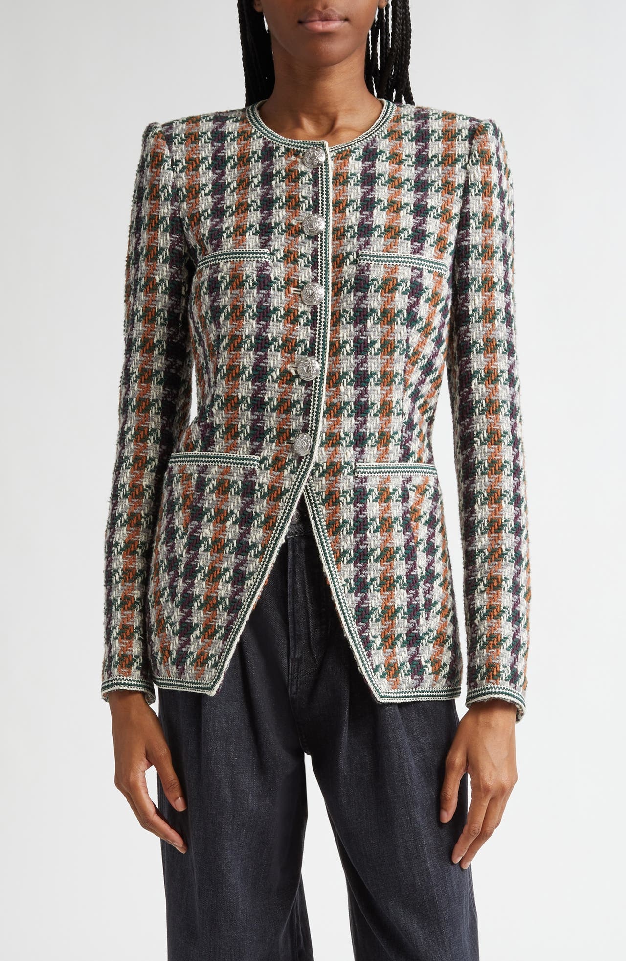 Veronica Beard Alessia Cotton Blend Tweed Jacket in Light Forest Multi at Nordstrom - 1