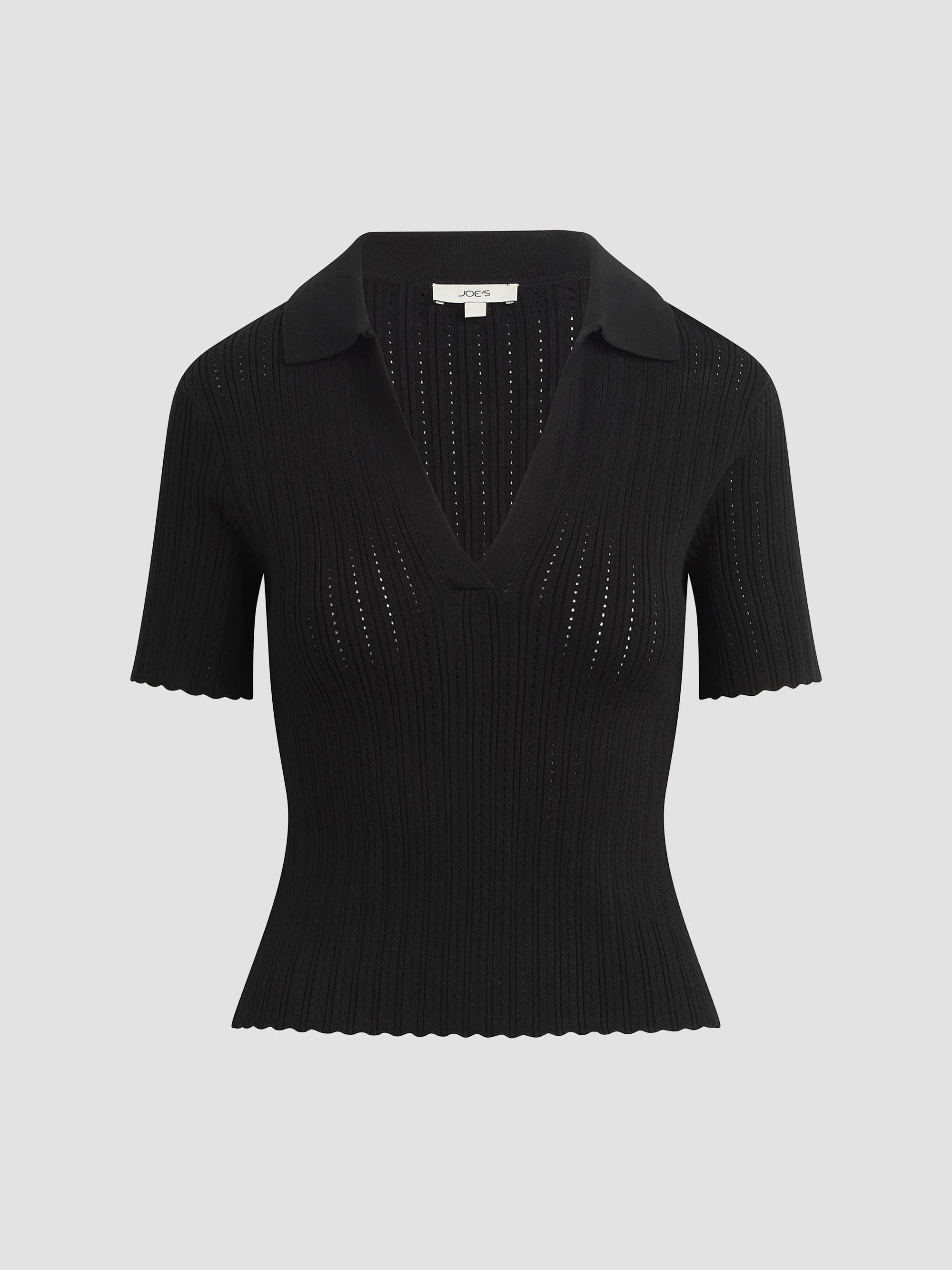 Women's The Jess Pointelle Polo Shirt - Black - 1