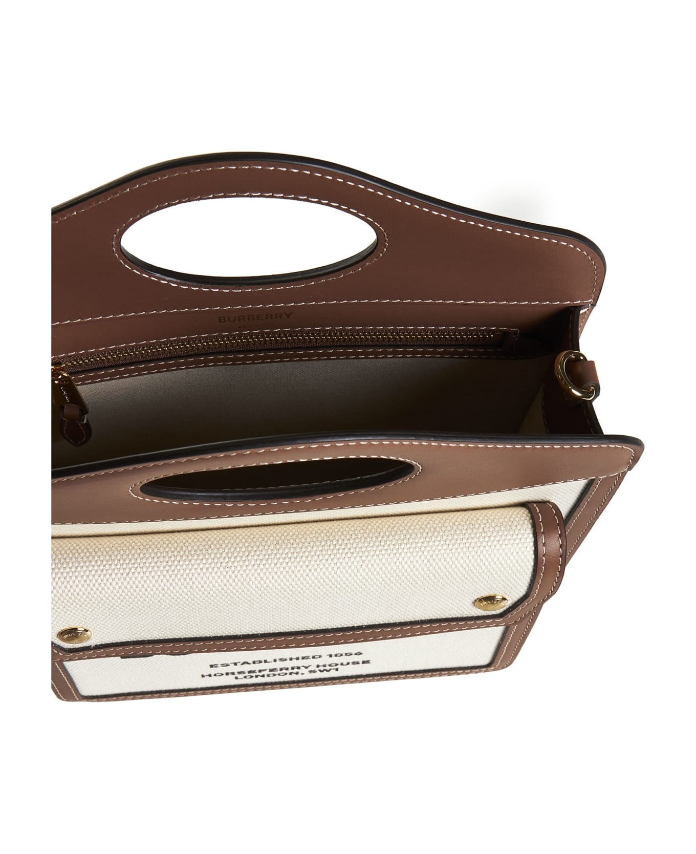Mini Two-tone Canvas And Leather Pocket Bag - 4
