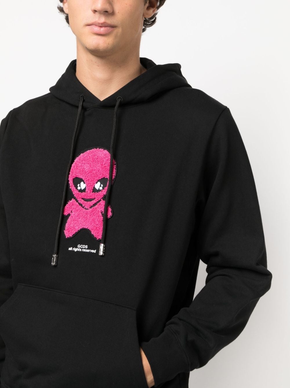 alien-patch cotton hoodie - 5