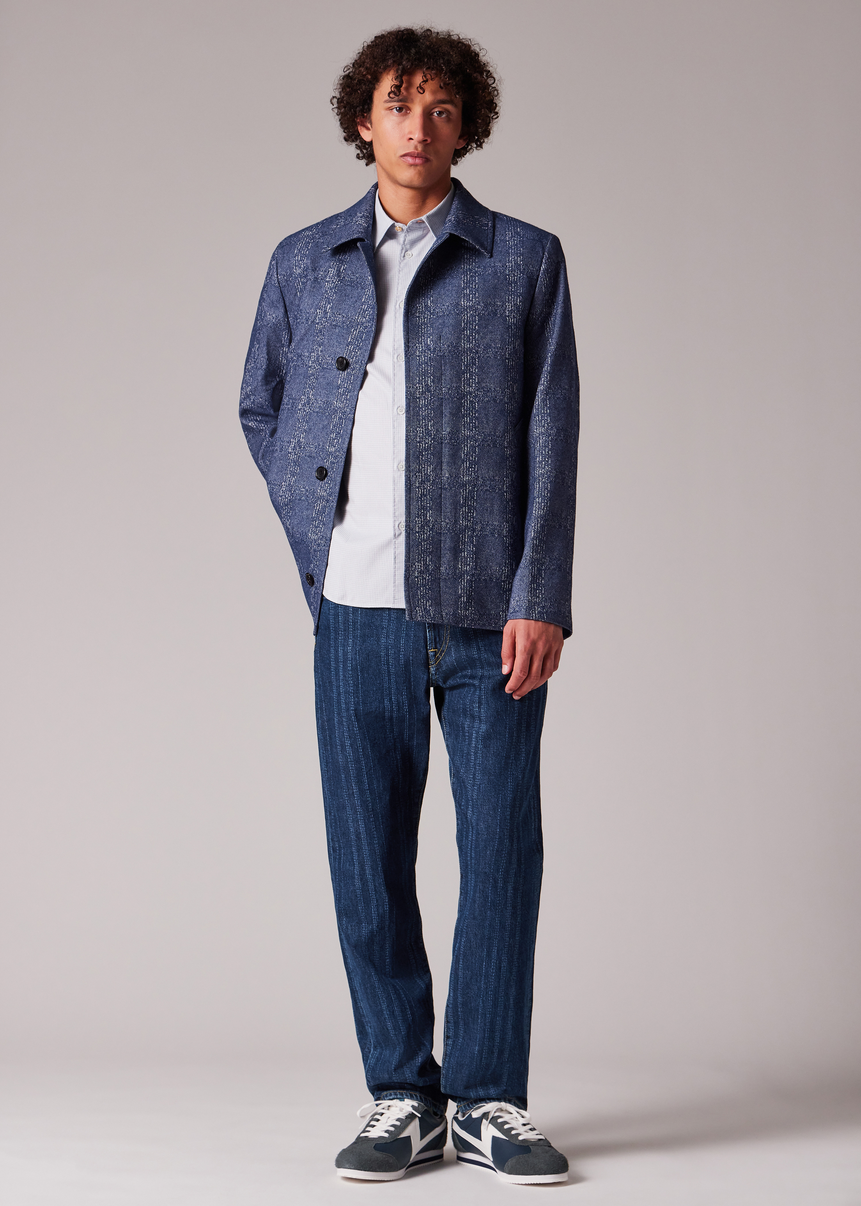 Blue Marl Jacquard Cropped Jacket - 6