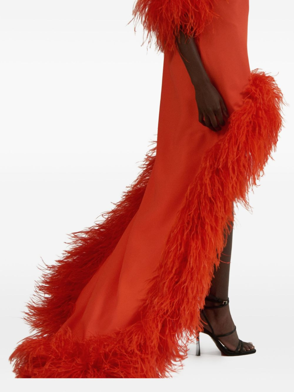Gina Extravaganza feather-trimmed high-low dress - 5