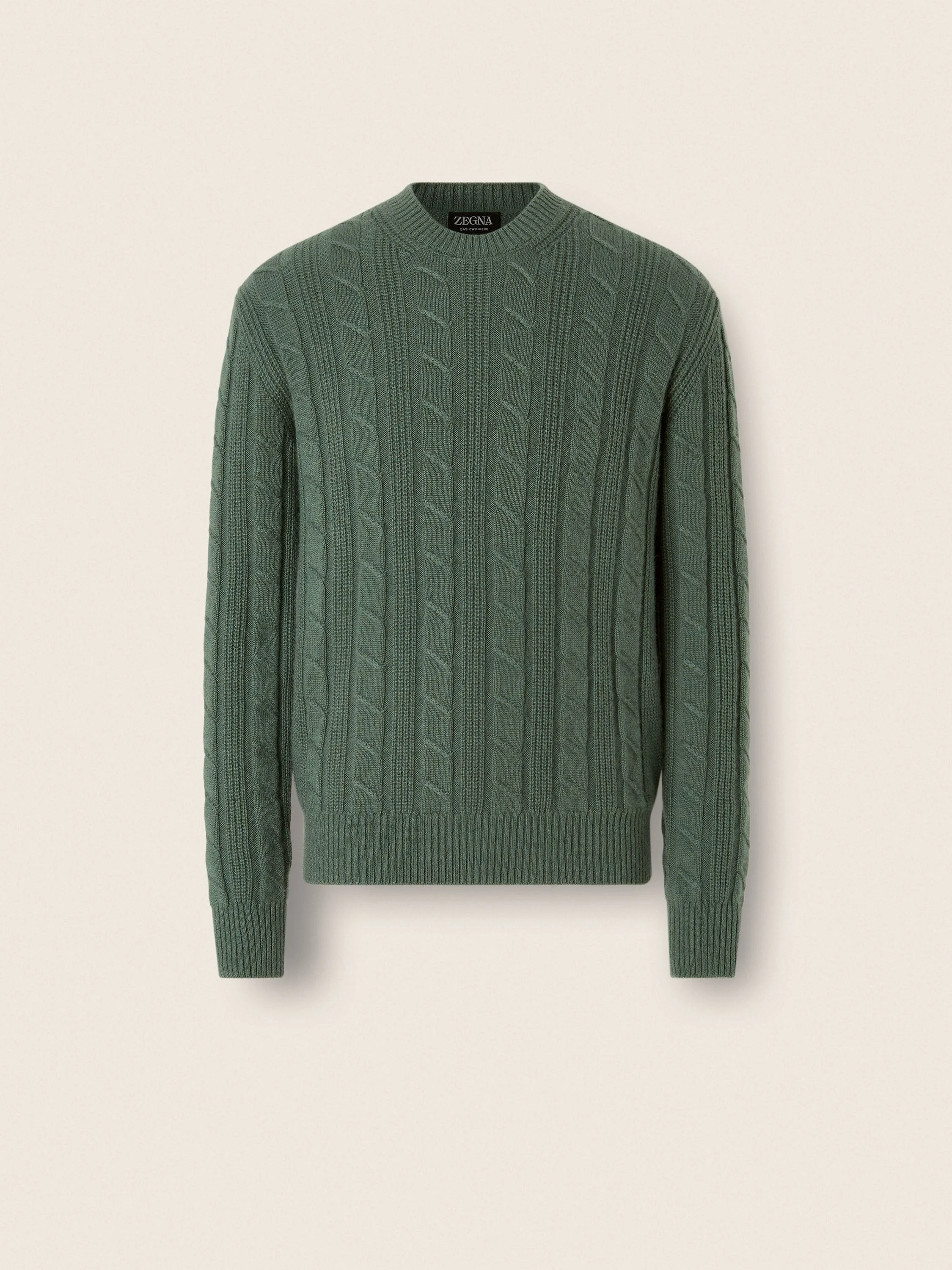LIGHT GREEN MÉLANGE OASI CASHMERE CREWNECK - 1