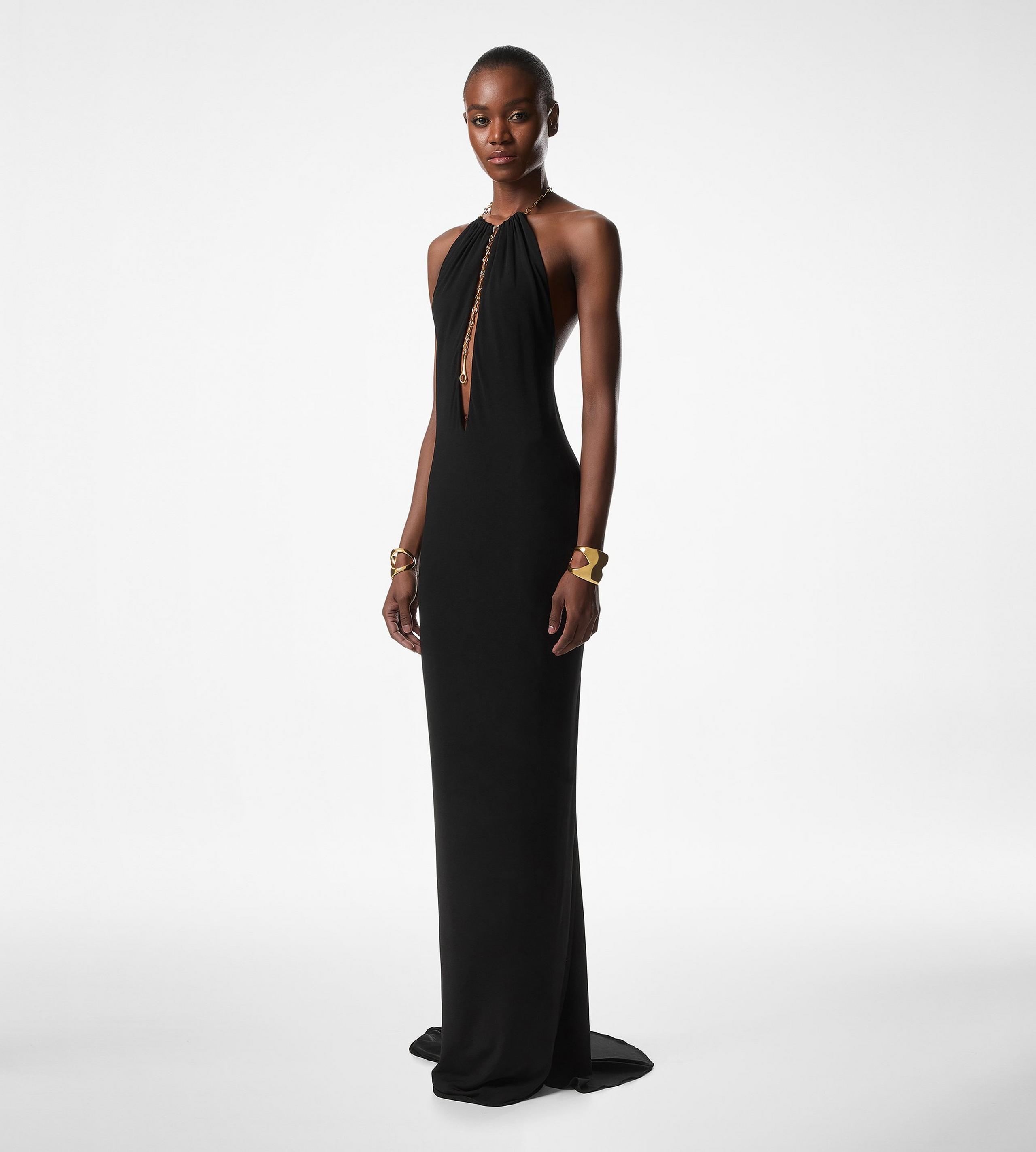 HALTERNECK JERSEY EVENING DRESS - 3