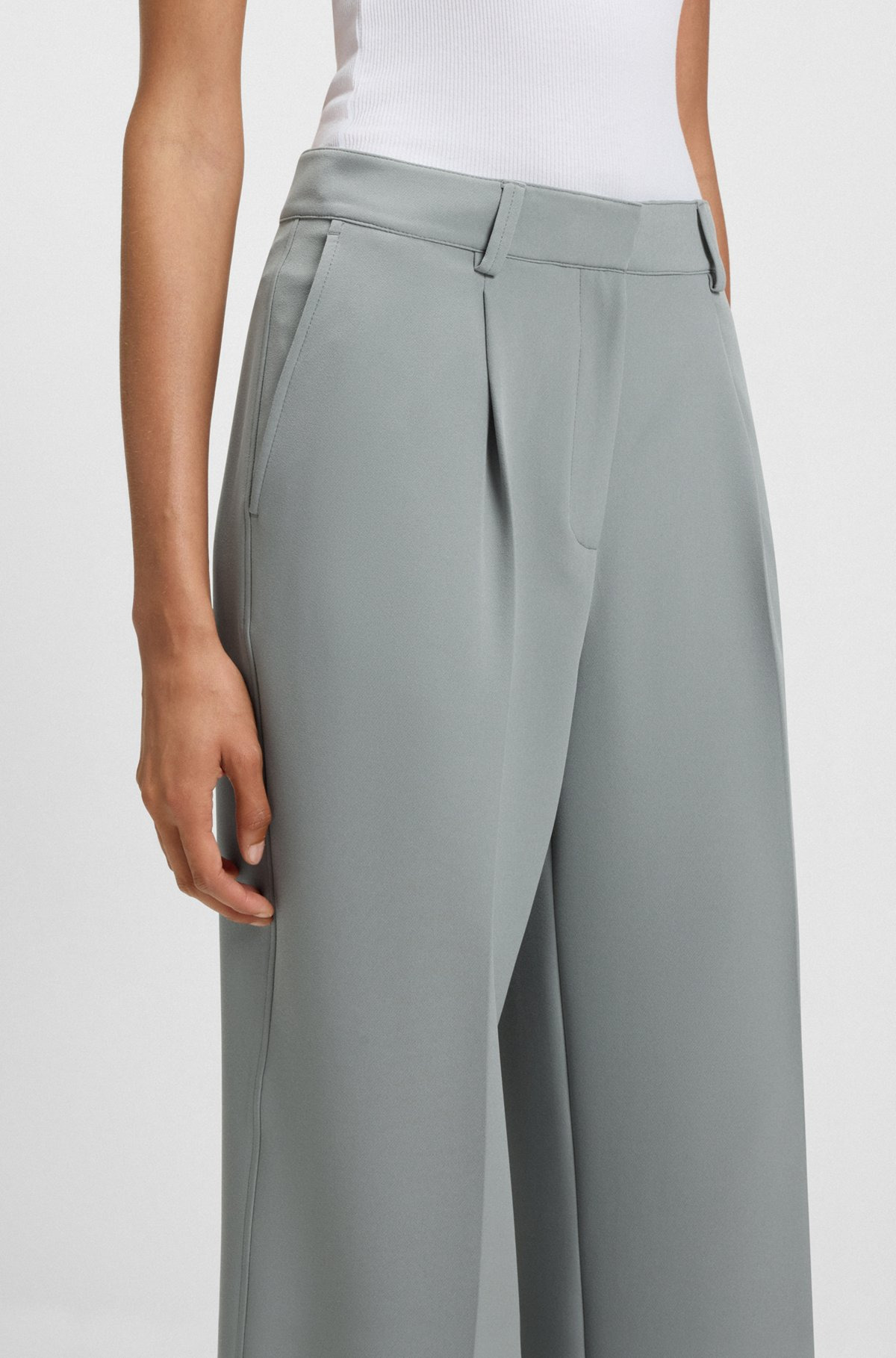 REGULAR-FIT WIDE-LEG PANTS IN STRETCH FABRIC - 5