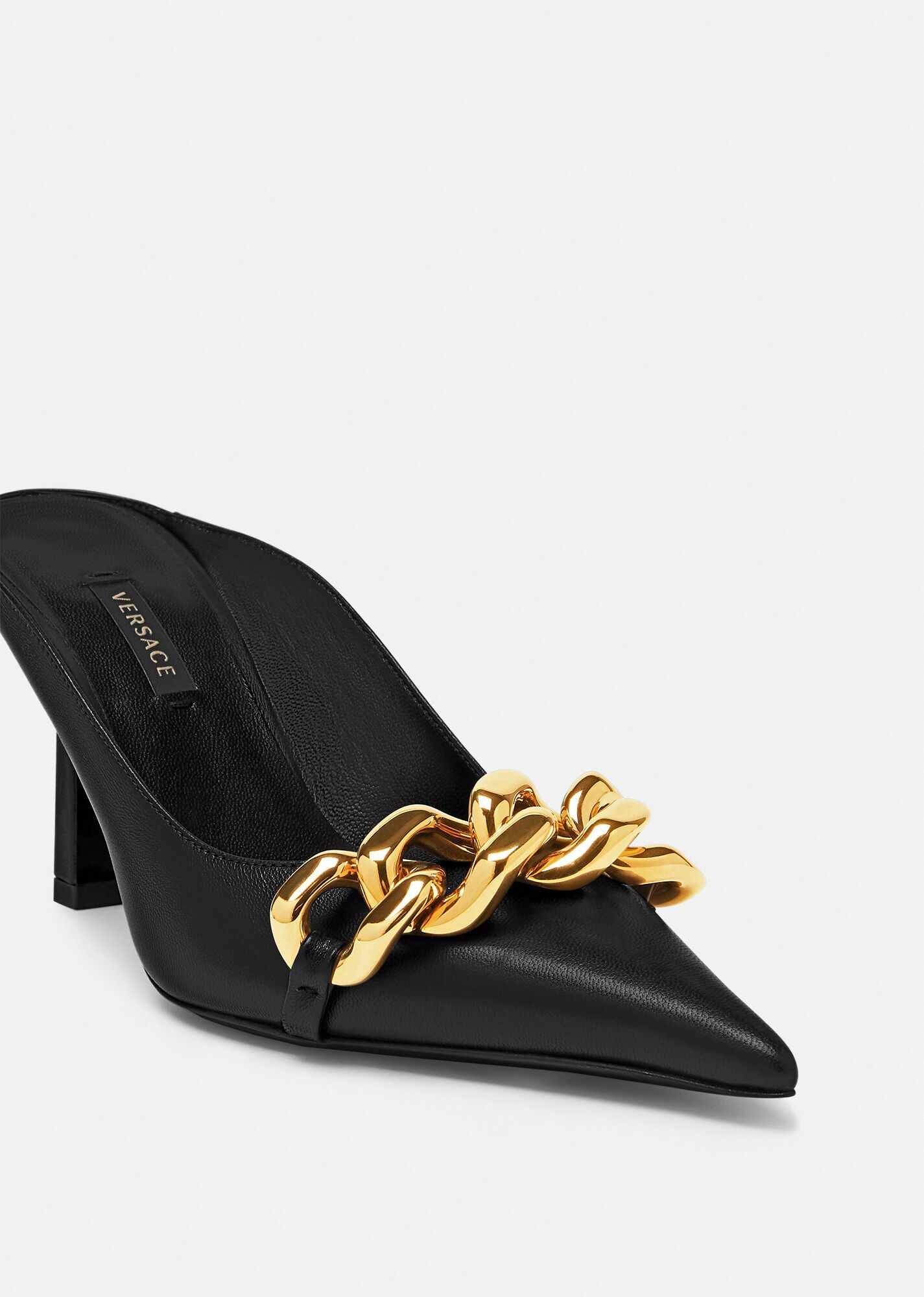 Medusa Chain Nappa Leather Mules - 3