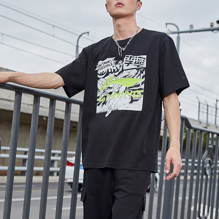 Li-Ning Graphic Loose Fit T-shirt 'Black' AHSR401-2 - 4