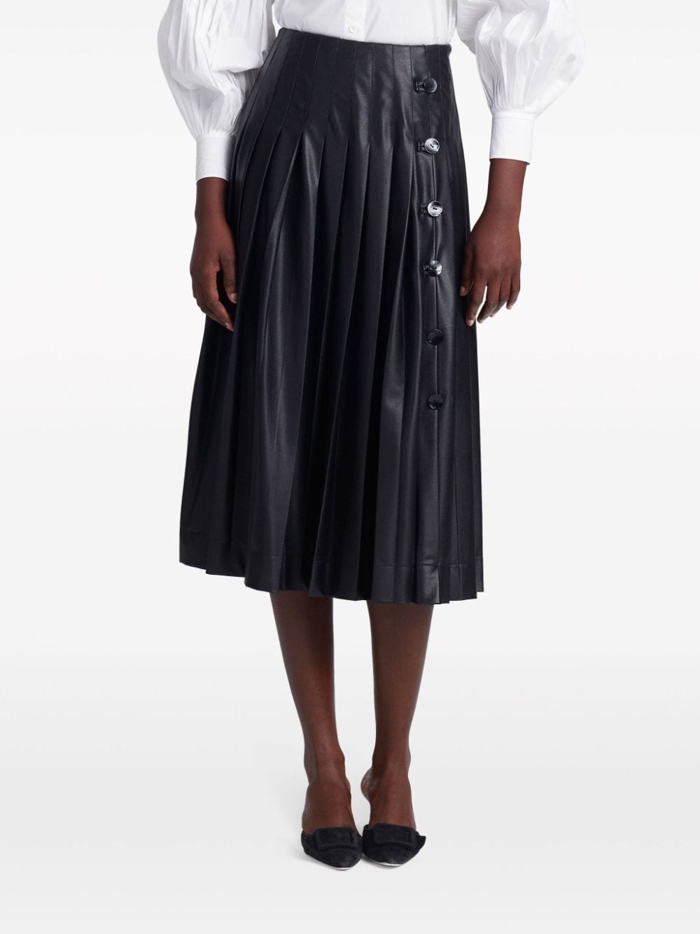 Tullius side-button pleated midi skirt - 3
