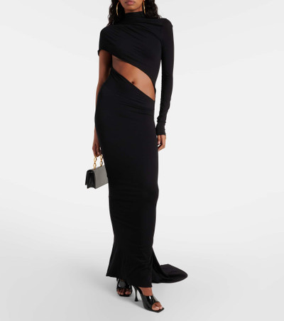 LaQuan Smith Asymmetric cutout jersey gown outlook