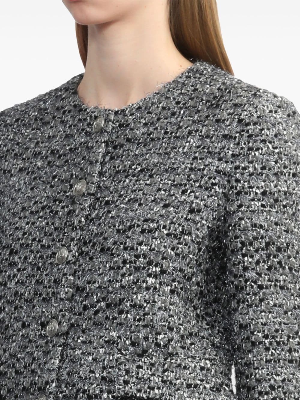 round-neck cropped jacket - 5