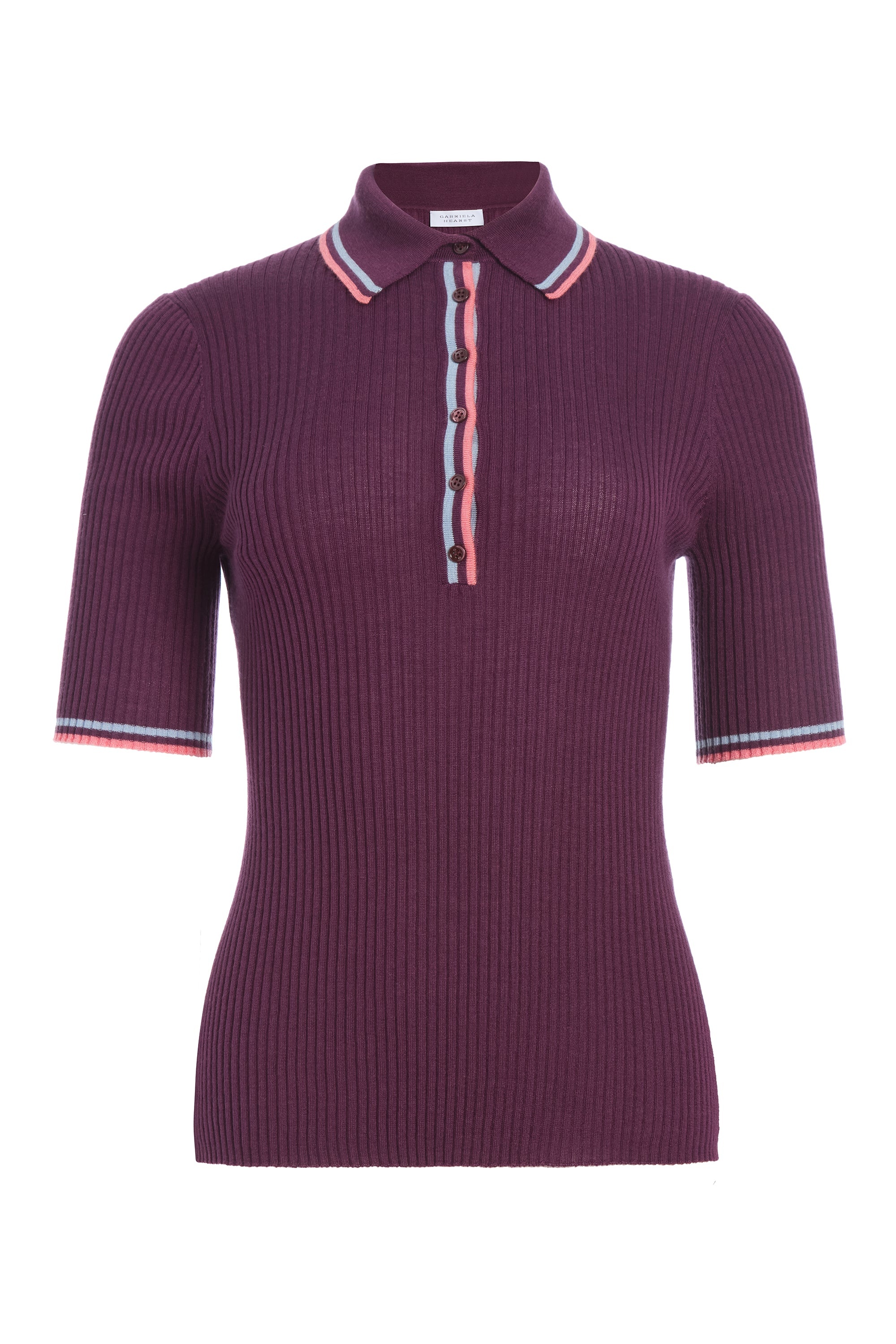 Perro Knit Polo in Italian Plum Cashmere Silk - 1