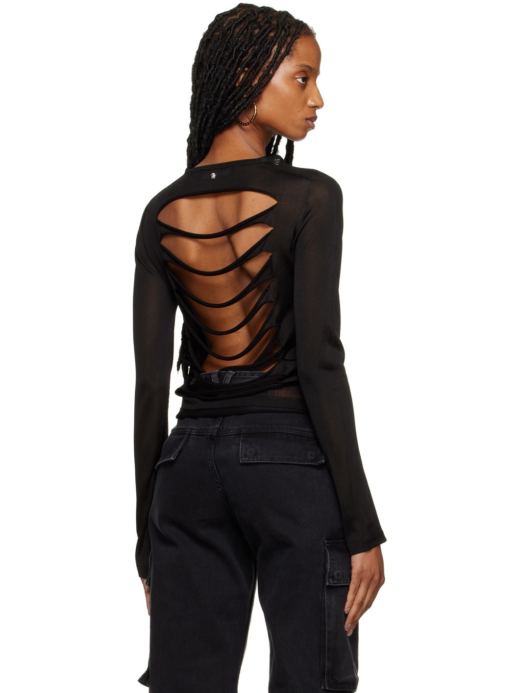 Black Slashed Sweater - 3