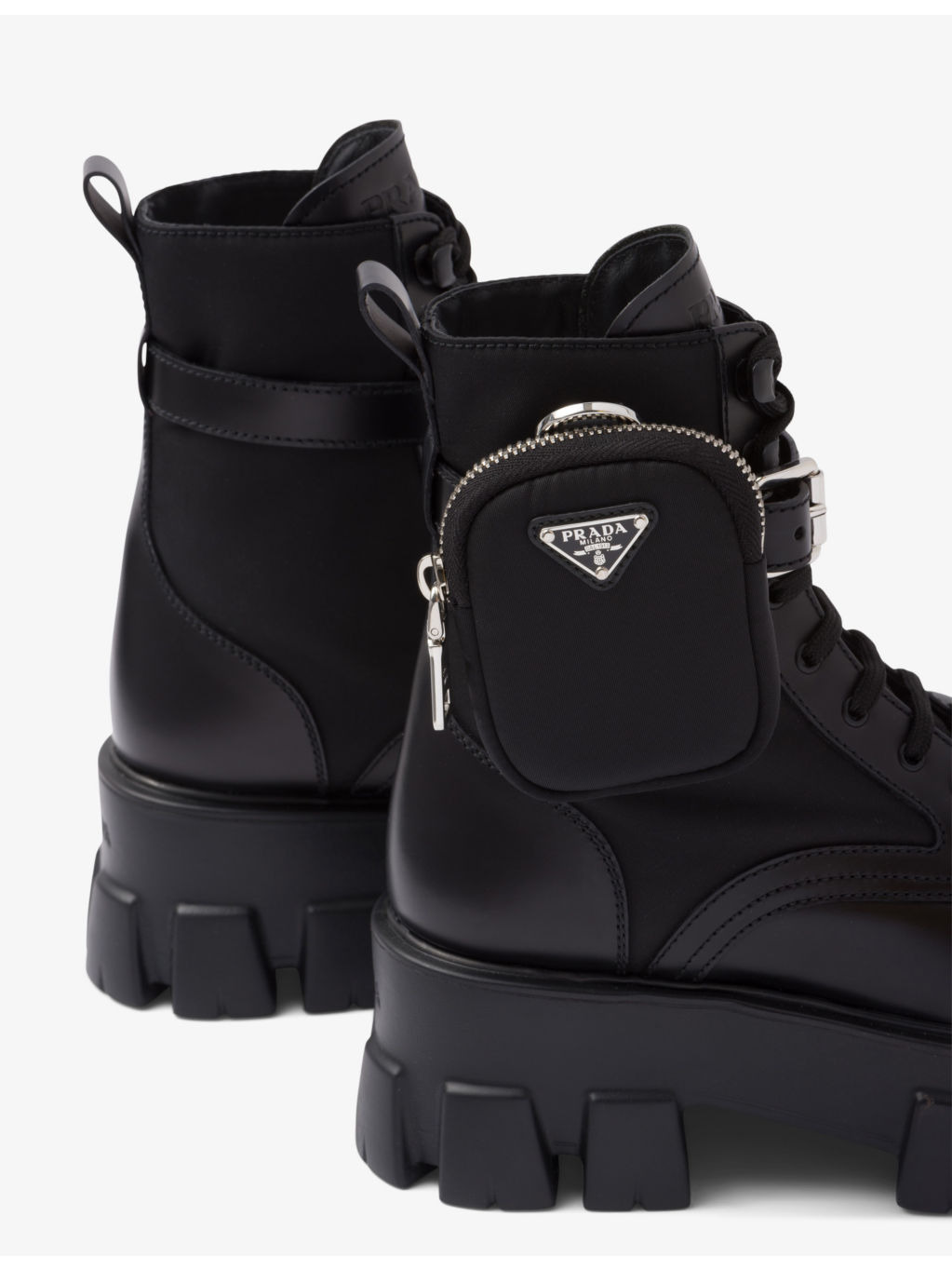 Monolith pouch-embellished platform-sole leather boots - 6