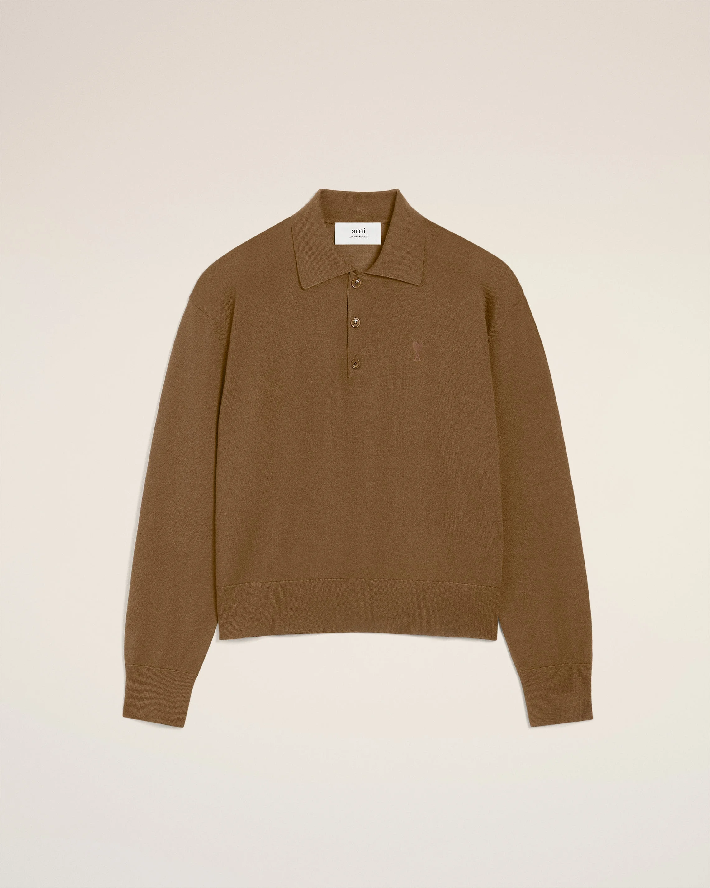 BROWN WOOL AMI DE COEUR POLO - 1