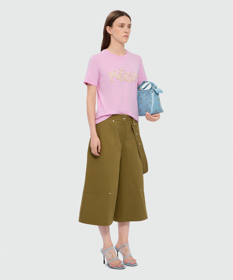 Pink short-sleeve cotton jersey T-shirt with MSGM embroidery 4