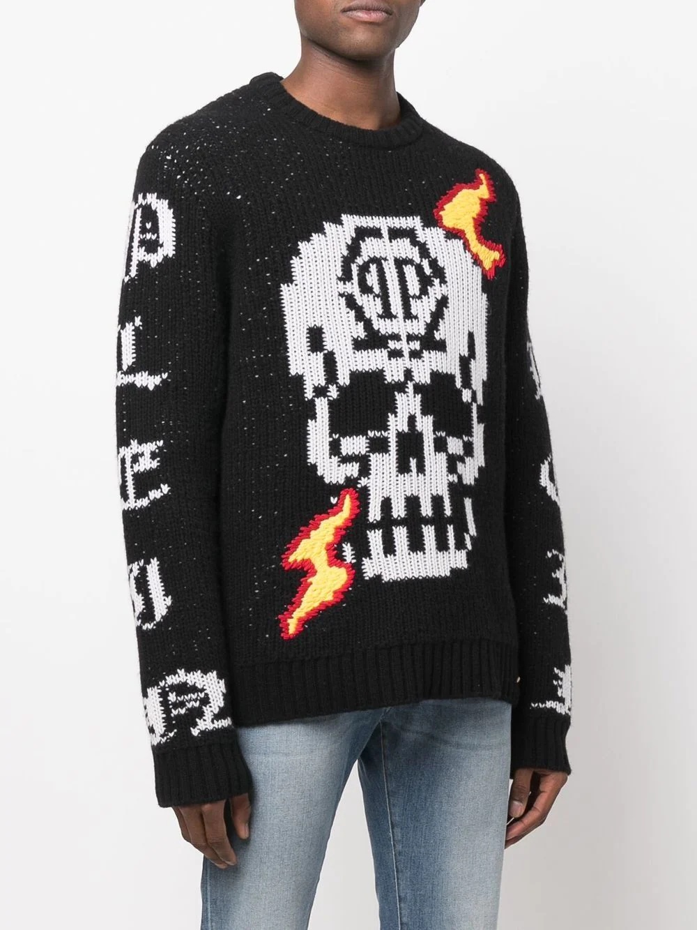 skull-detail knit jumper - 3