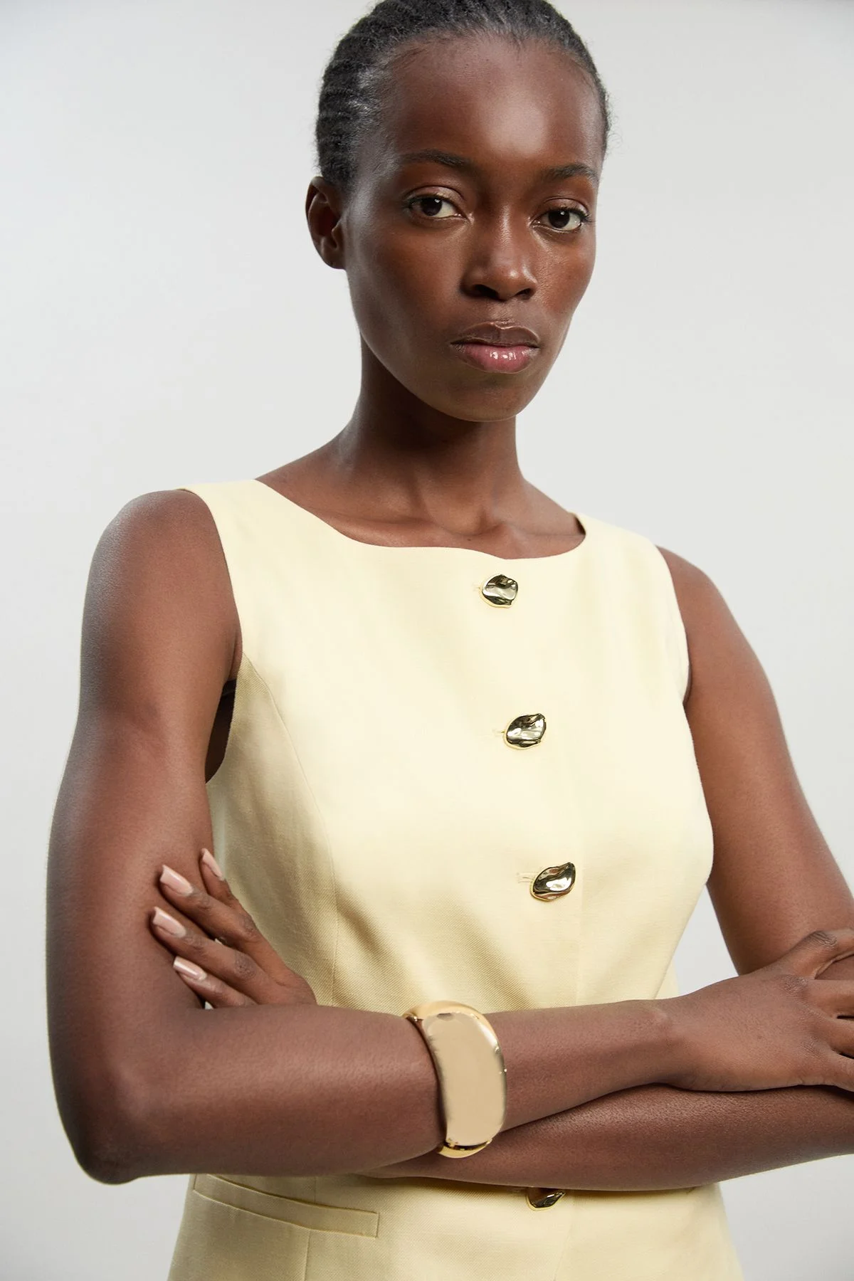 Tailored Linen Statement Button Front Waistcoat - 1