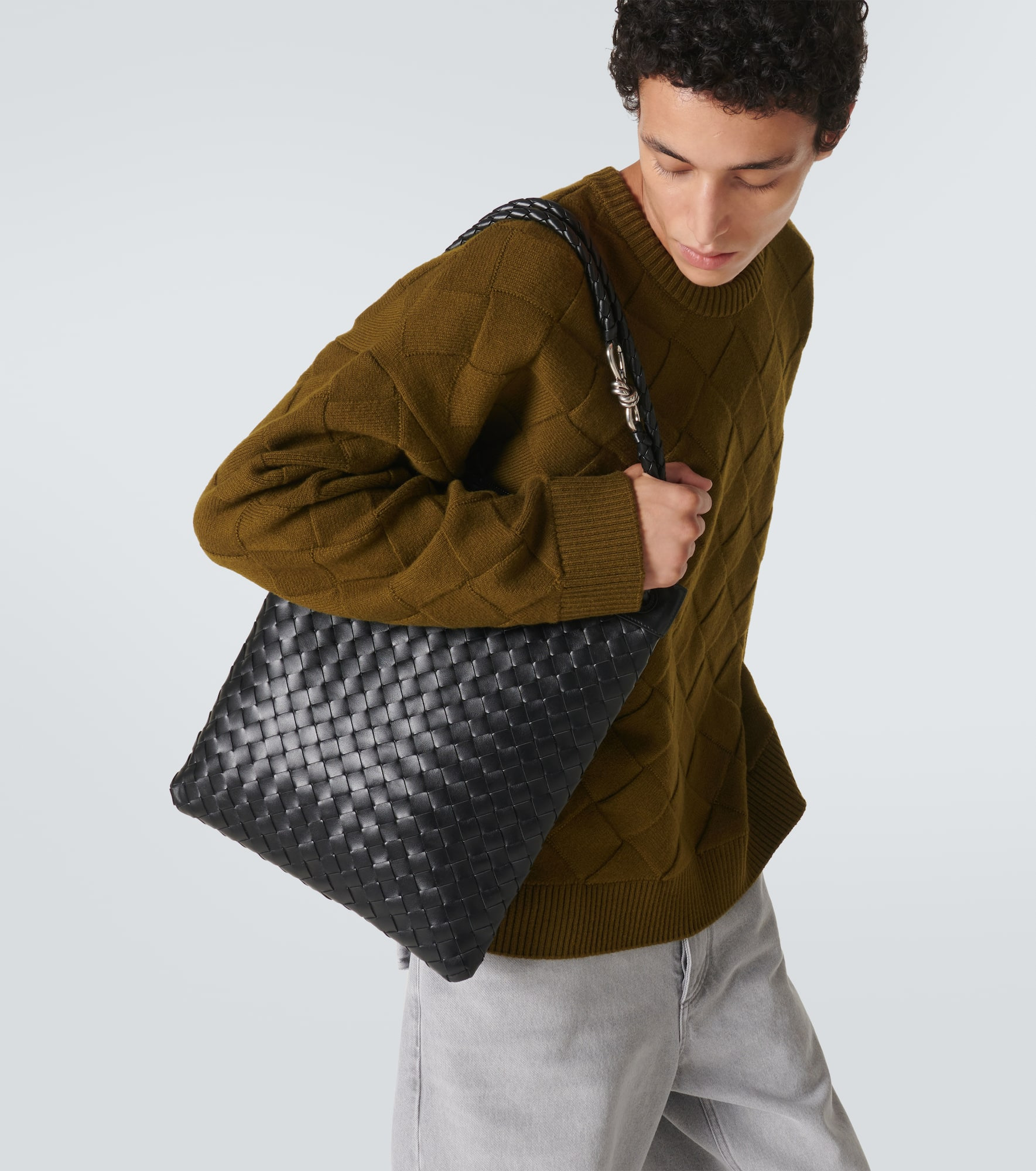 Andiamo Intrecciato leather messenger bag - 2