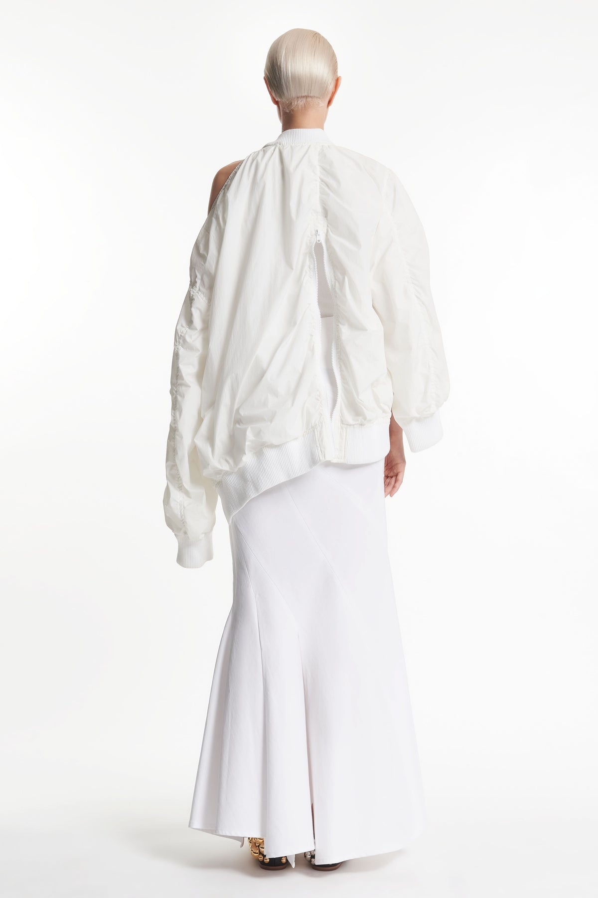 DECONSTRUCTED OVERSIZED BOMBER JACKET WHITE - 8