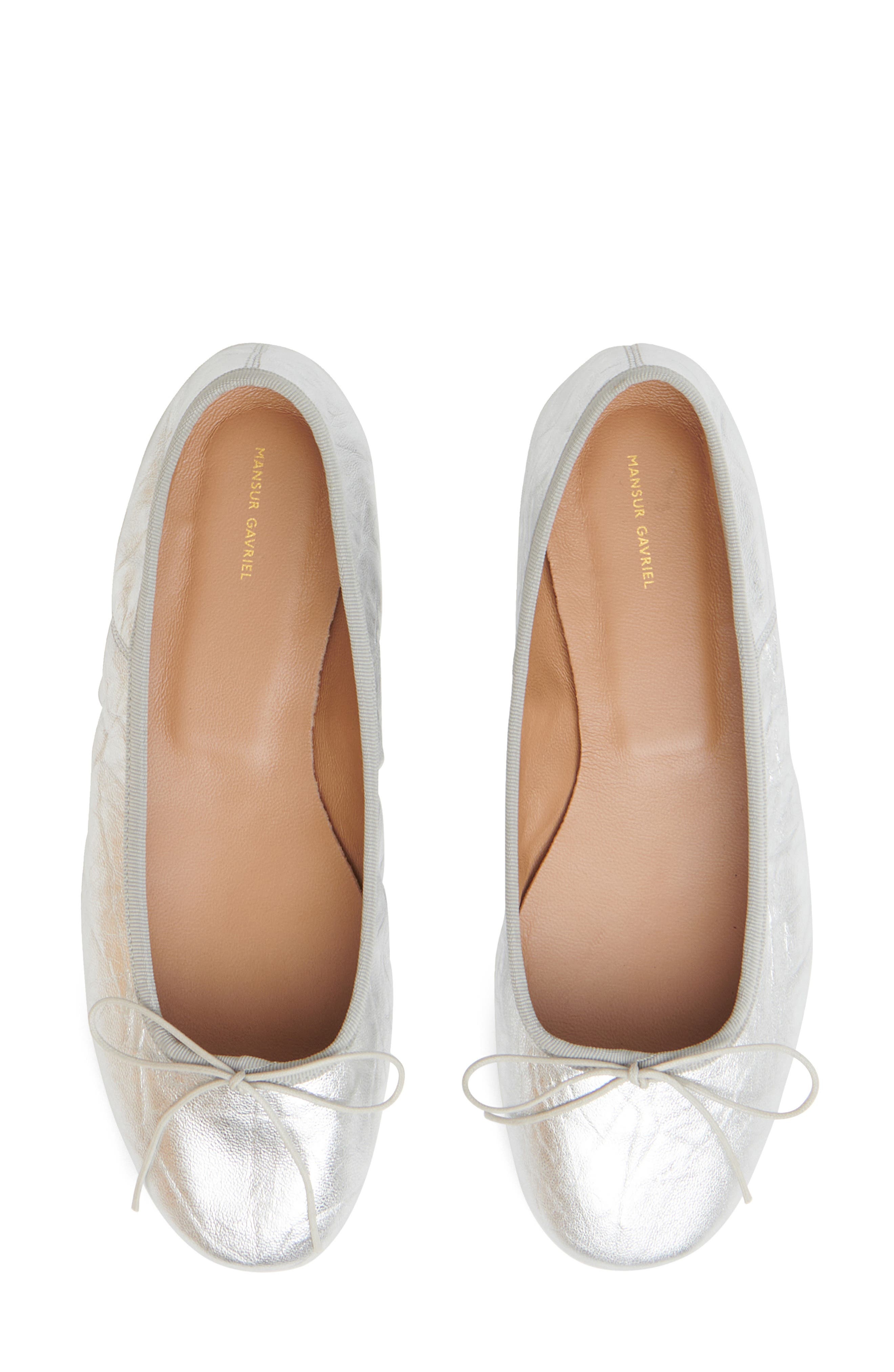 Mansur Gavriel Ballet Flat in Crinkle Silver at Nordstrom - 4