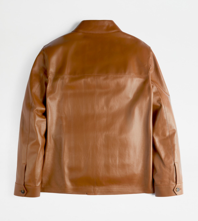 OVER SHIRT IN NAPPA LEATHER - BROWN 8