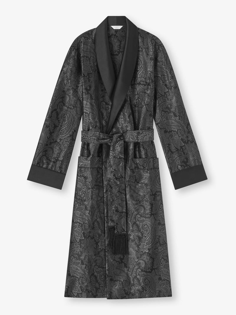 Men's Robe Verona 67 Silk Jacquard Black - 1