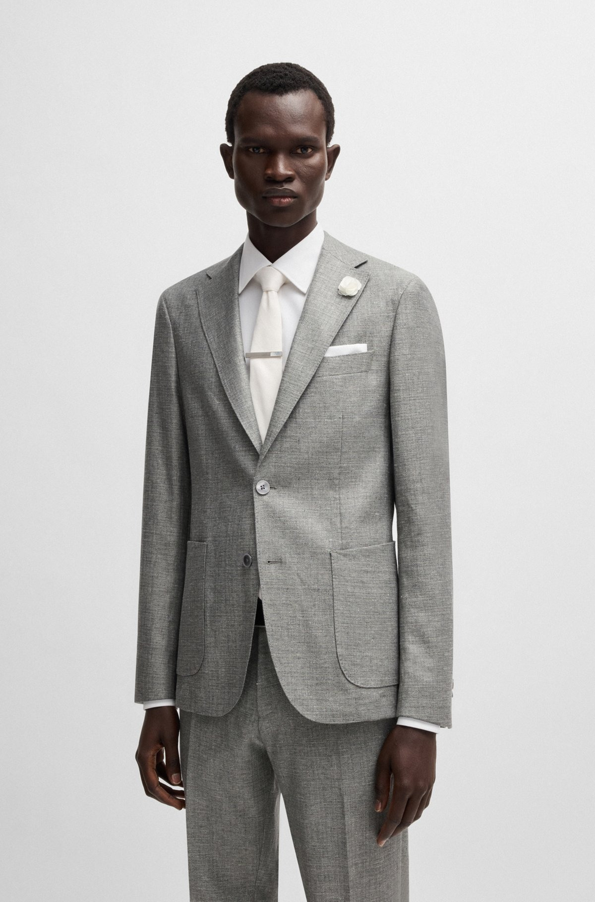 SLIM-FIT BLAZER IN MICRO-PATTERNED FABRIC - 2
