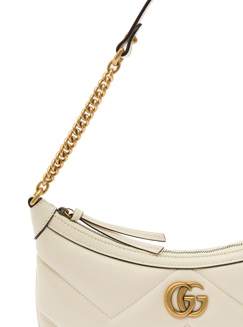 Gucci Women 'Small Gg Marmont' White Shoulder Bag In Matelassé Leather With Chevron Motif Woman - 5