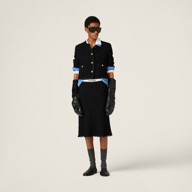 Miu Miu Single-breasted lamé bouclé jacket outlook