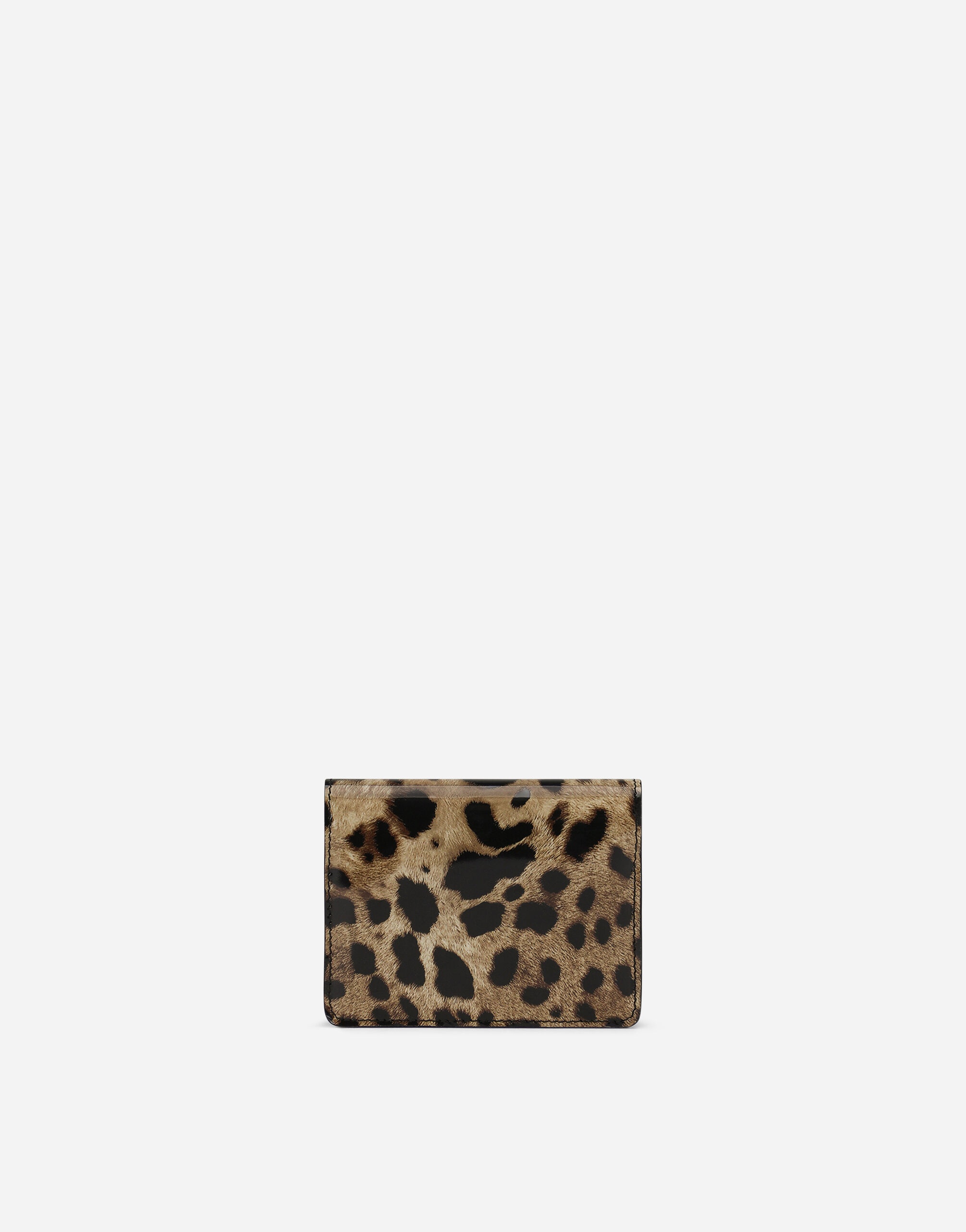 Polished calfskin wallet with leopard print - 3