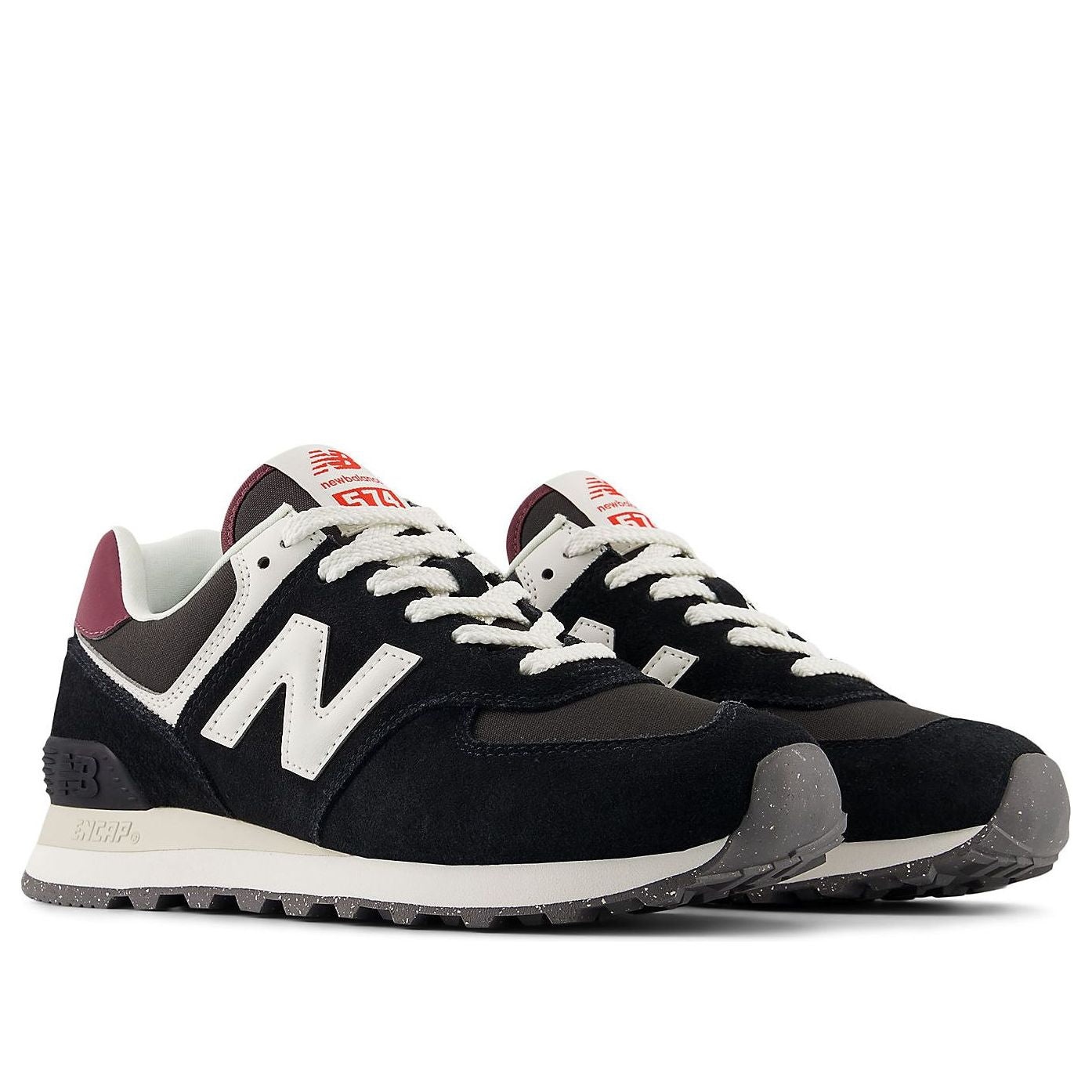 (WMNS) New Balance 574 'Black White Wine Red' WL574WBE - 3