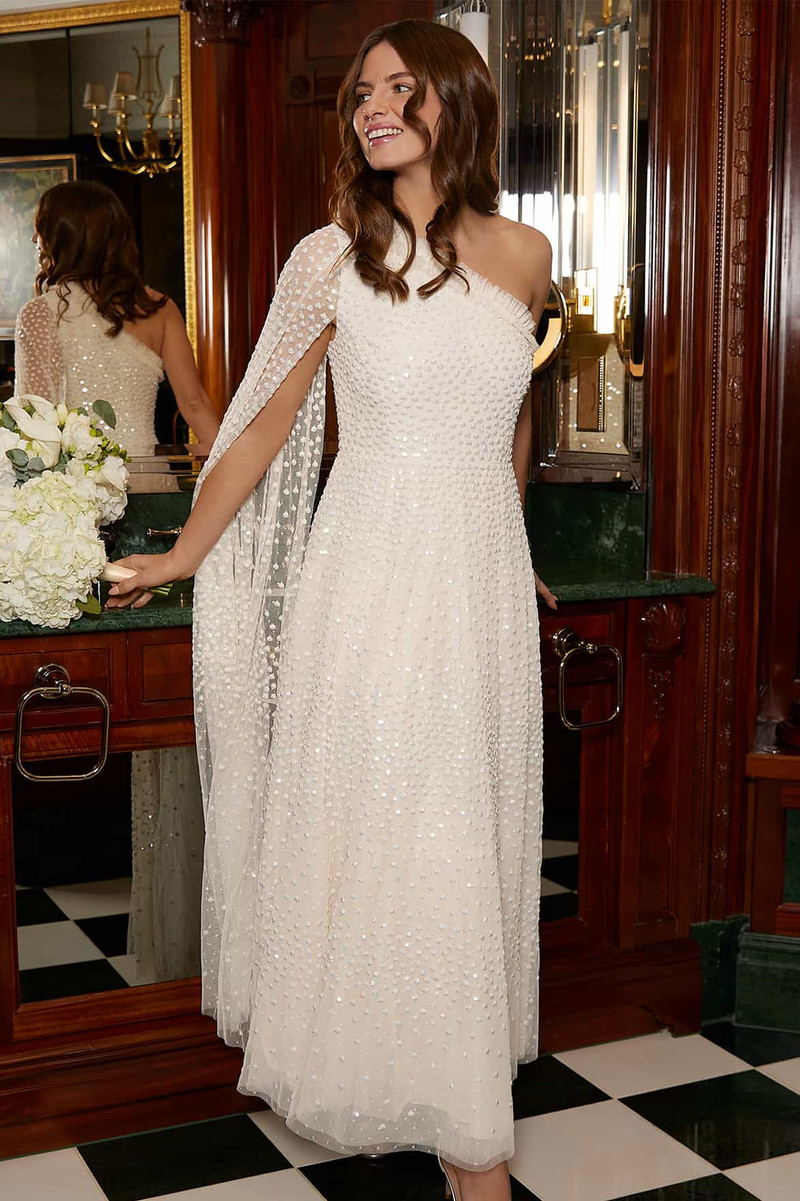 Needle & Thread Scatter Dot One-Shoulder Ankle Gown outlook