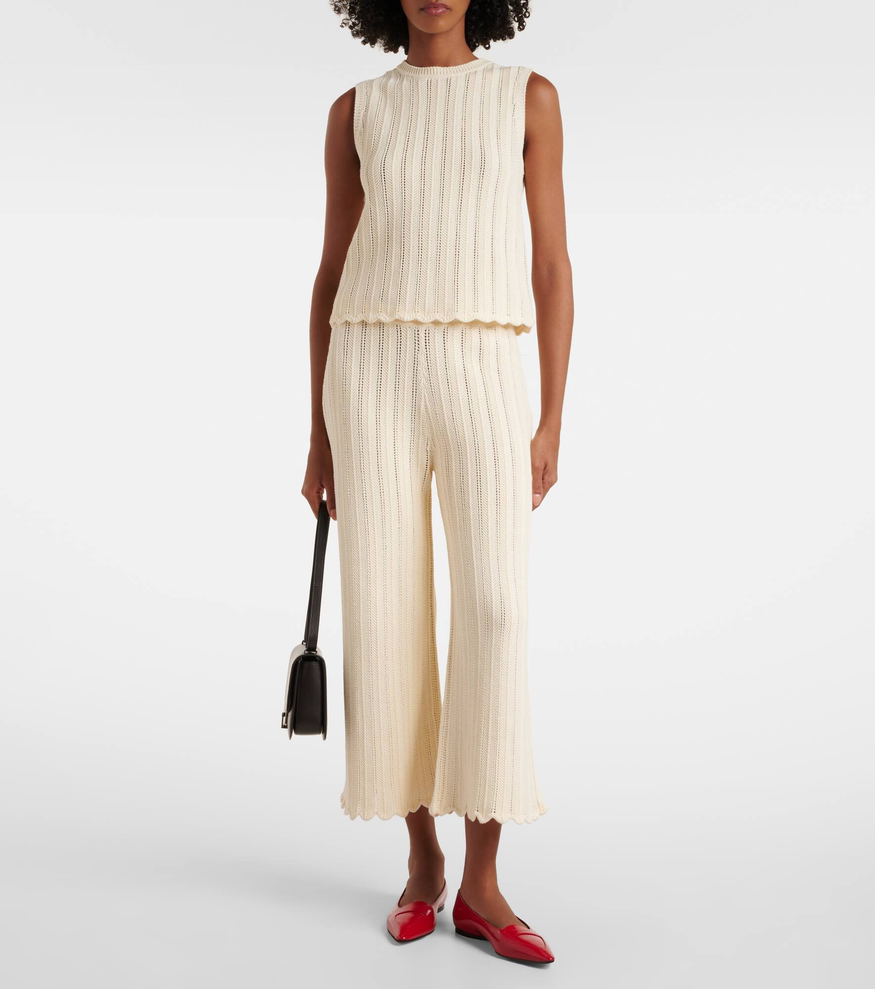 Zabou scalloped pointelle cotton top - 2