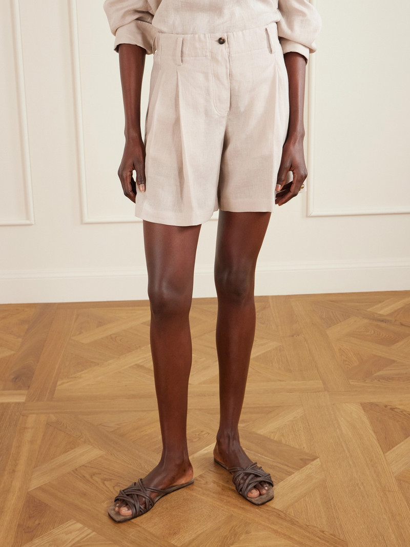 Pleated Linen Shorts 4