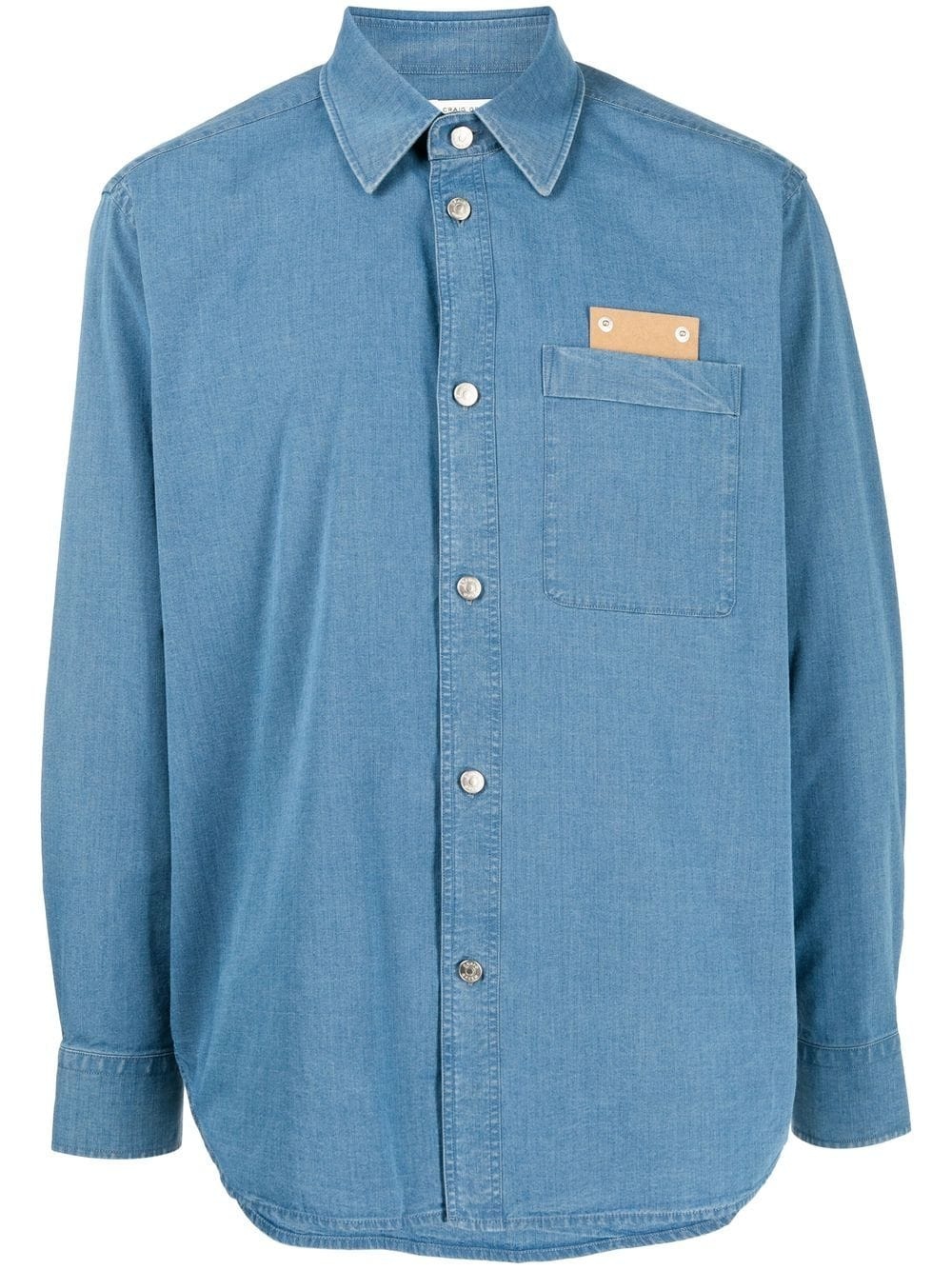 patch-detail denim shirt - 1