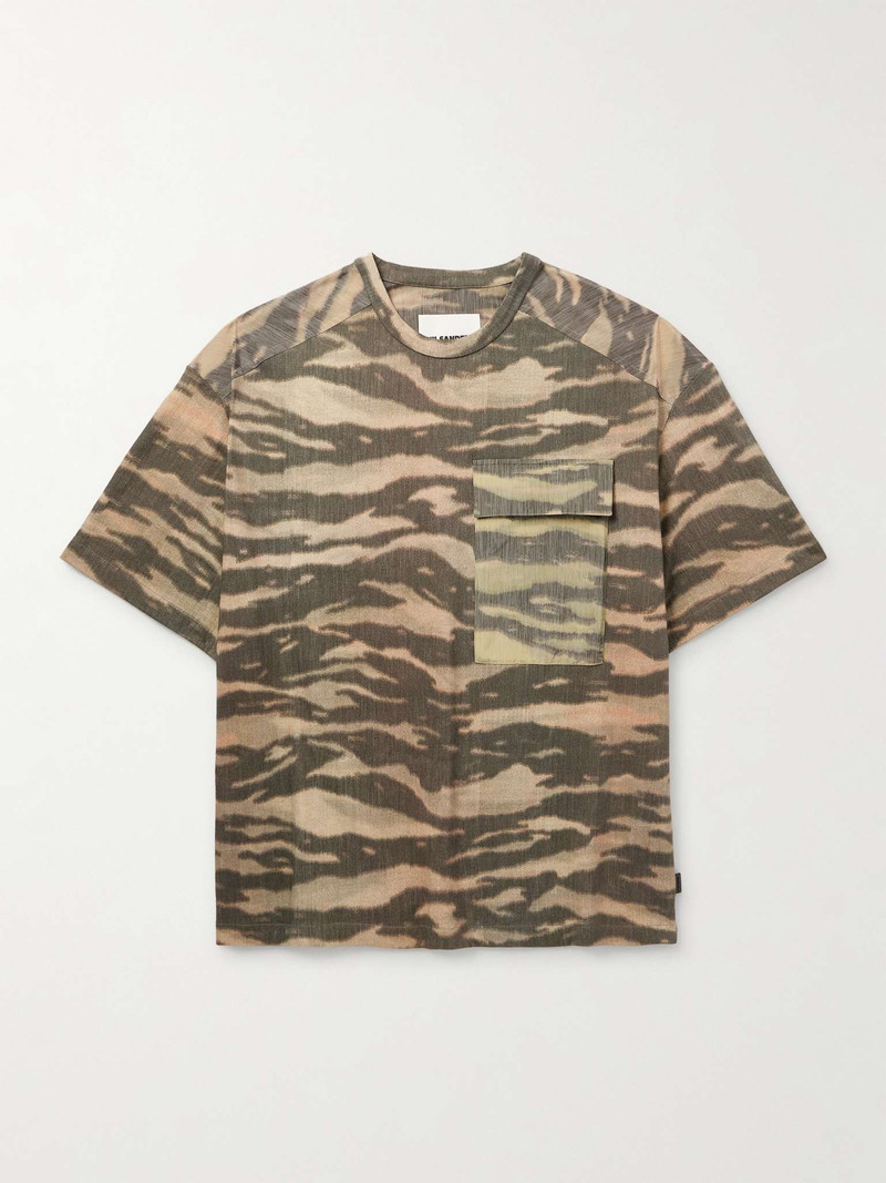 Printed Shell-Trimmed Cotton-Jersey T-Shirt 1