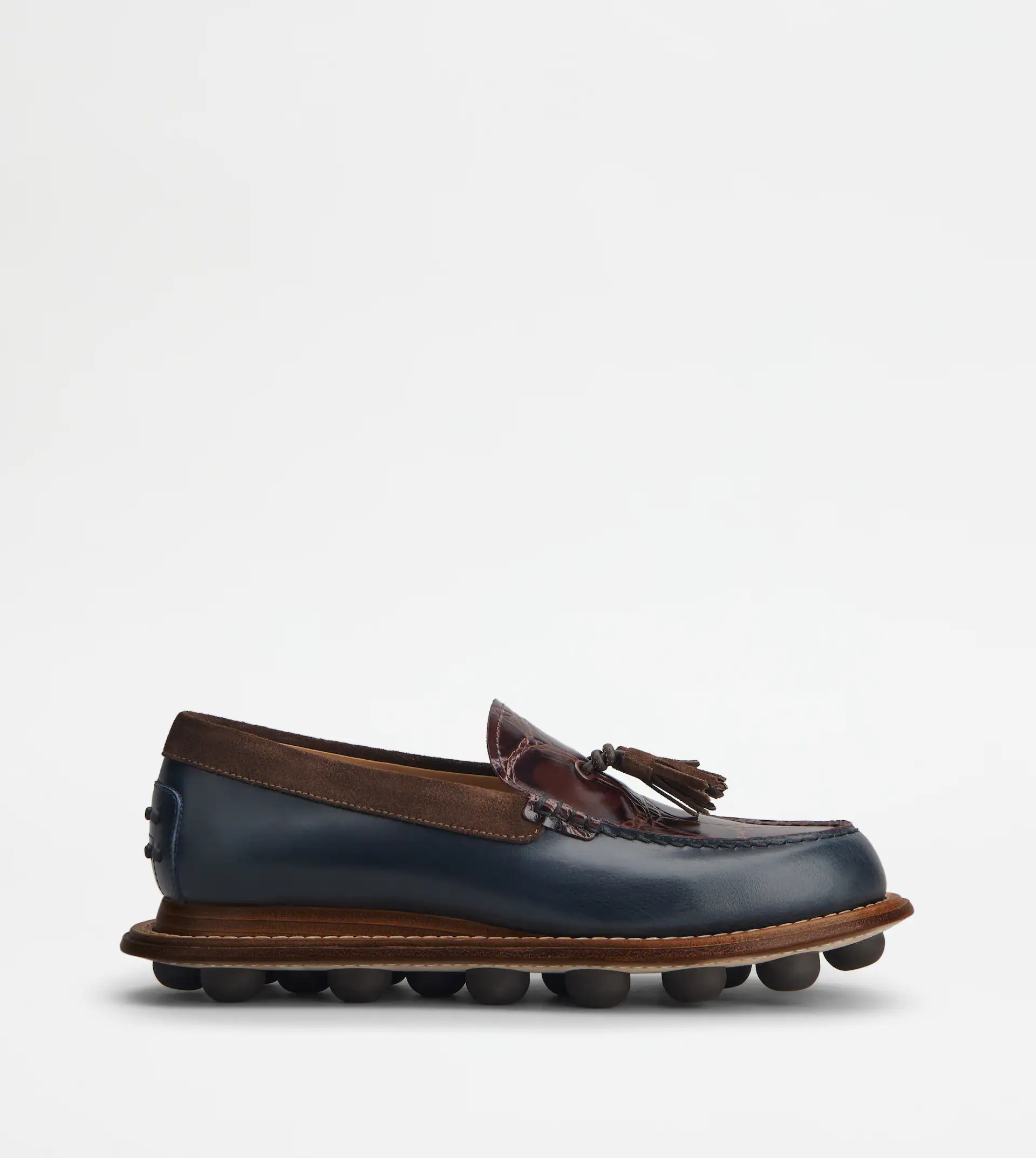 LOAFERS IN LEATHER - BLUE, BROWN - 1